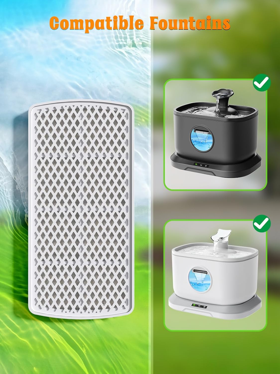 Petlipo 3 Pack Cat Fountain Filter Replacement, 12~15 Weeks Usage, 7-Layer Ultimate Filtration, Pet Fountain Filters Compatible with Cordless Petlipo Water Fountain for Cats Dogs image number 1