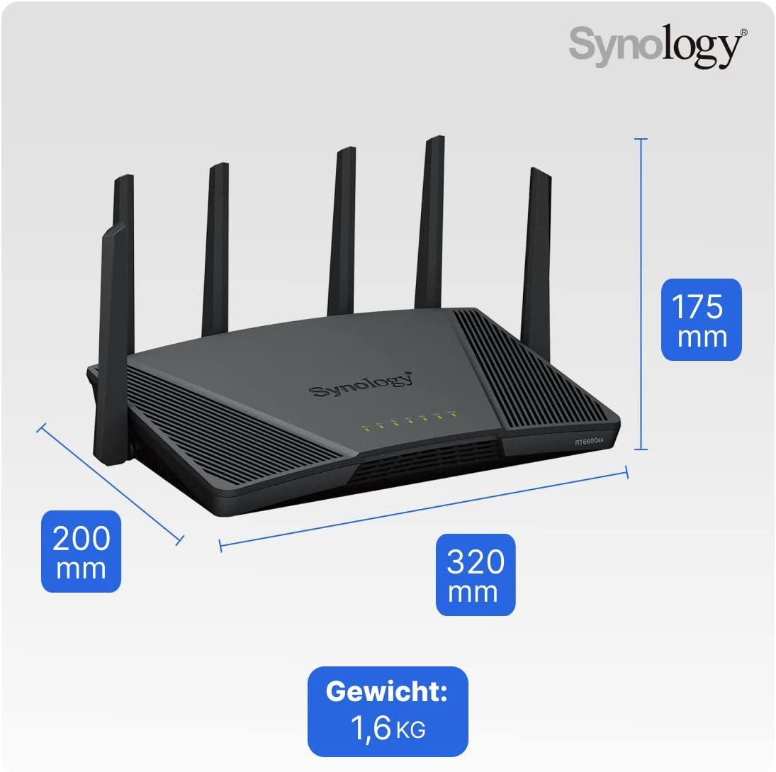 Synology Rt6600Ax Tri-Band Wi-Fi 6 Router - Quad-Core 1.8 Ghz, 1 GB DDR3, Synology SSL VPN image number 2