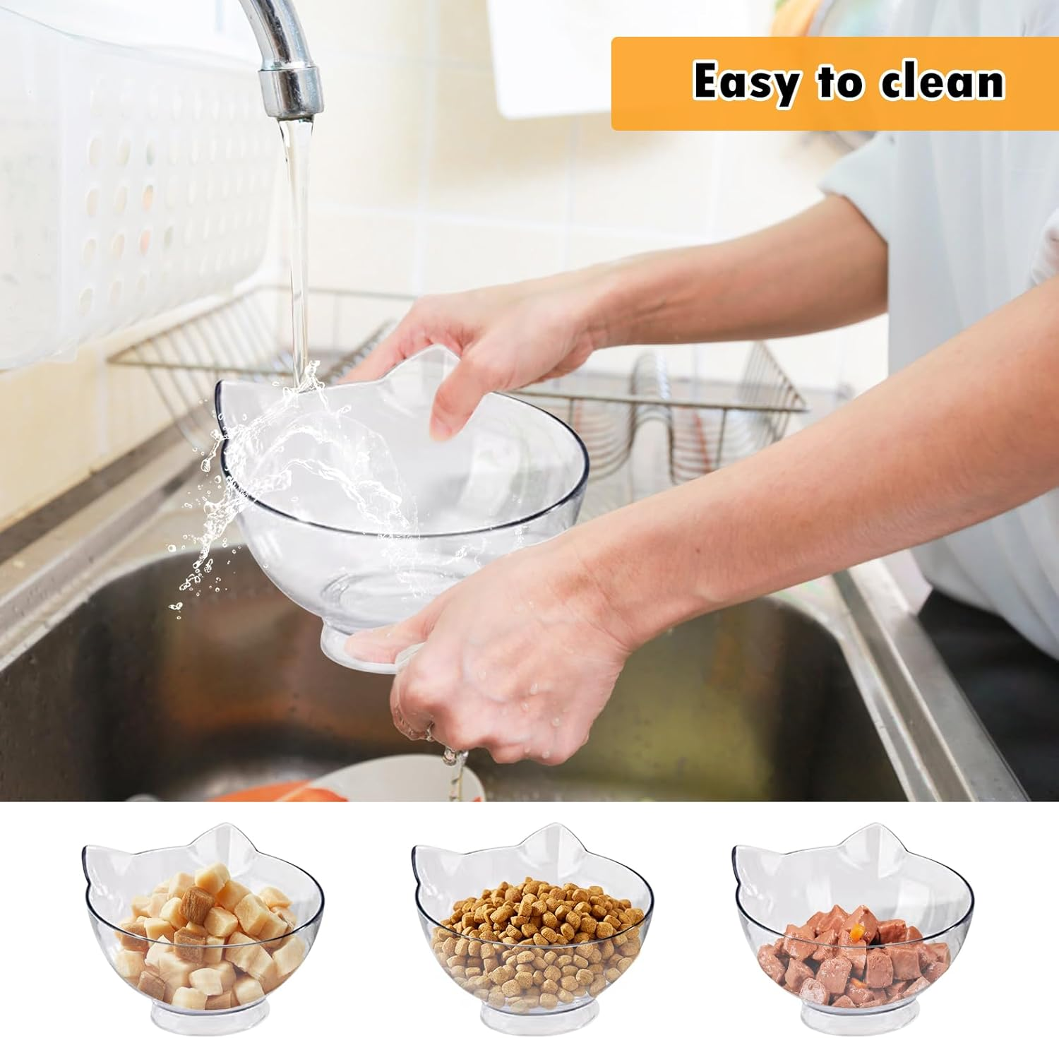 Cat Feeding Bowl, Cat Bowls, 15&deg; Tilting, Cat Feeding Bowl, Raised Cat Bowl, Feeding Bowl for Cat, 3-In-1 Cat Bowl, Dog Bowl, Anti-Vomiting Feeding Bowl, Cat Feeding Station Cats image number 6