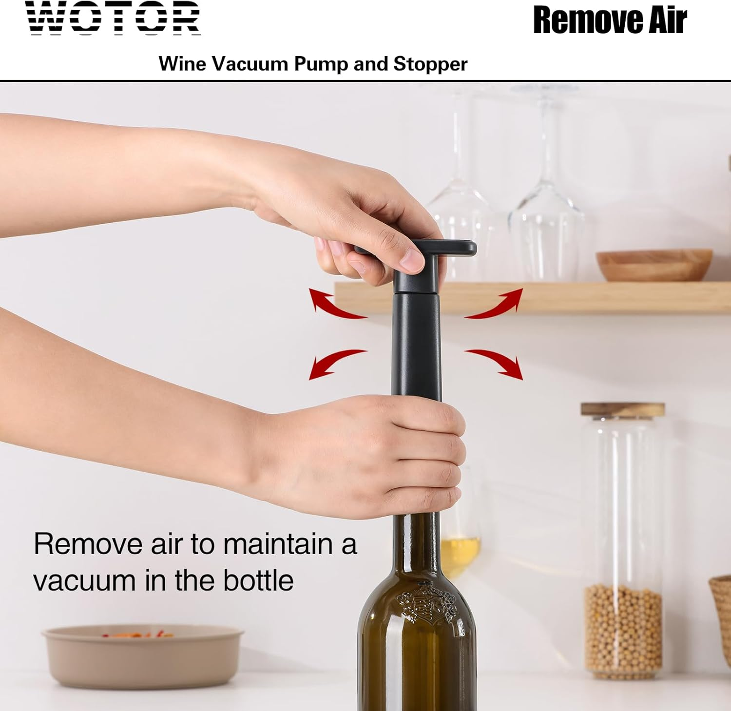 WOTOR Wine Stoppers Vacuum, Silicone Wine Saver & Preserver, Reusable Bottle Sealer, Keep Fresh (Black, 12 Pieces) image number 2