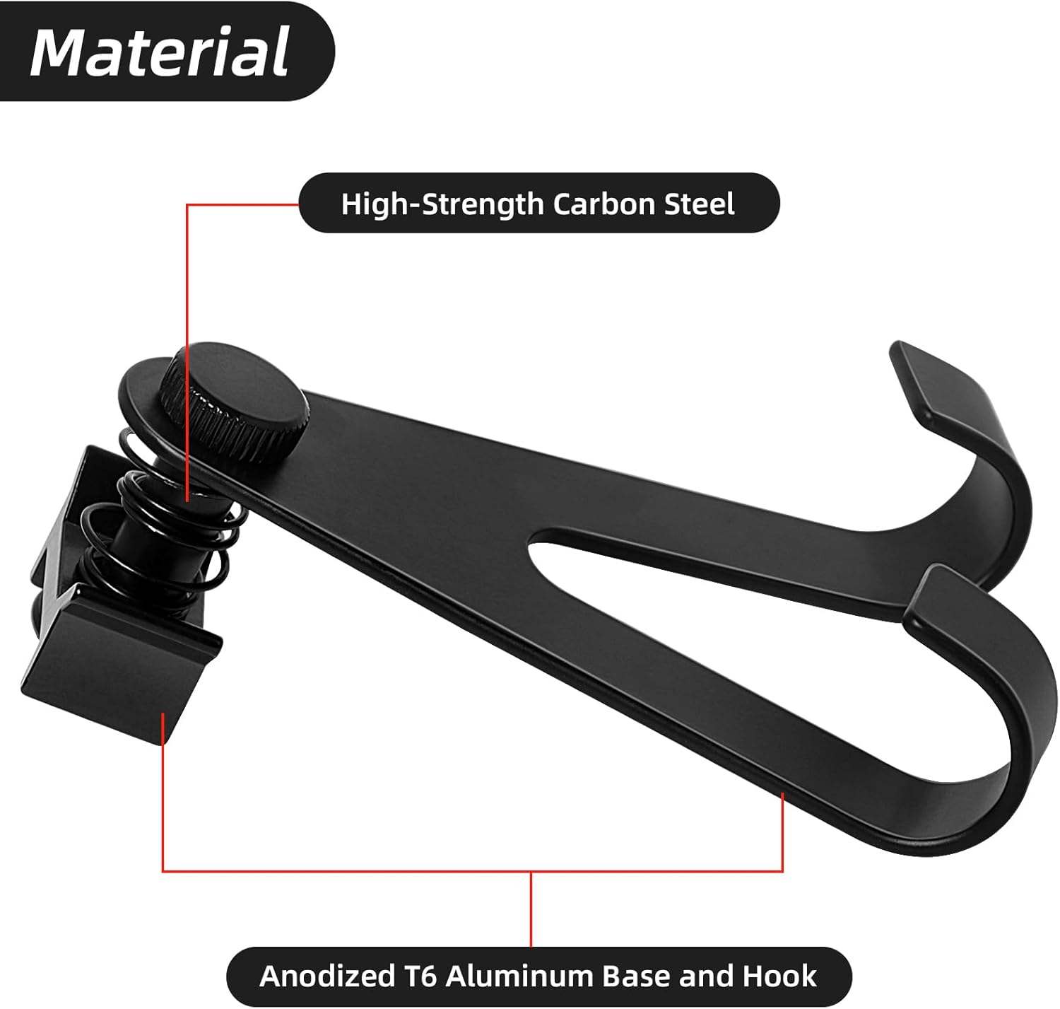 L Track Hook L Track Single Stud Fitting with Hook L-Track Spring Loaded Adjustable Hook for L Track Rails in Truck, Camper Van, Trailer, Pack of 4, Black