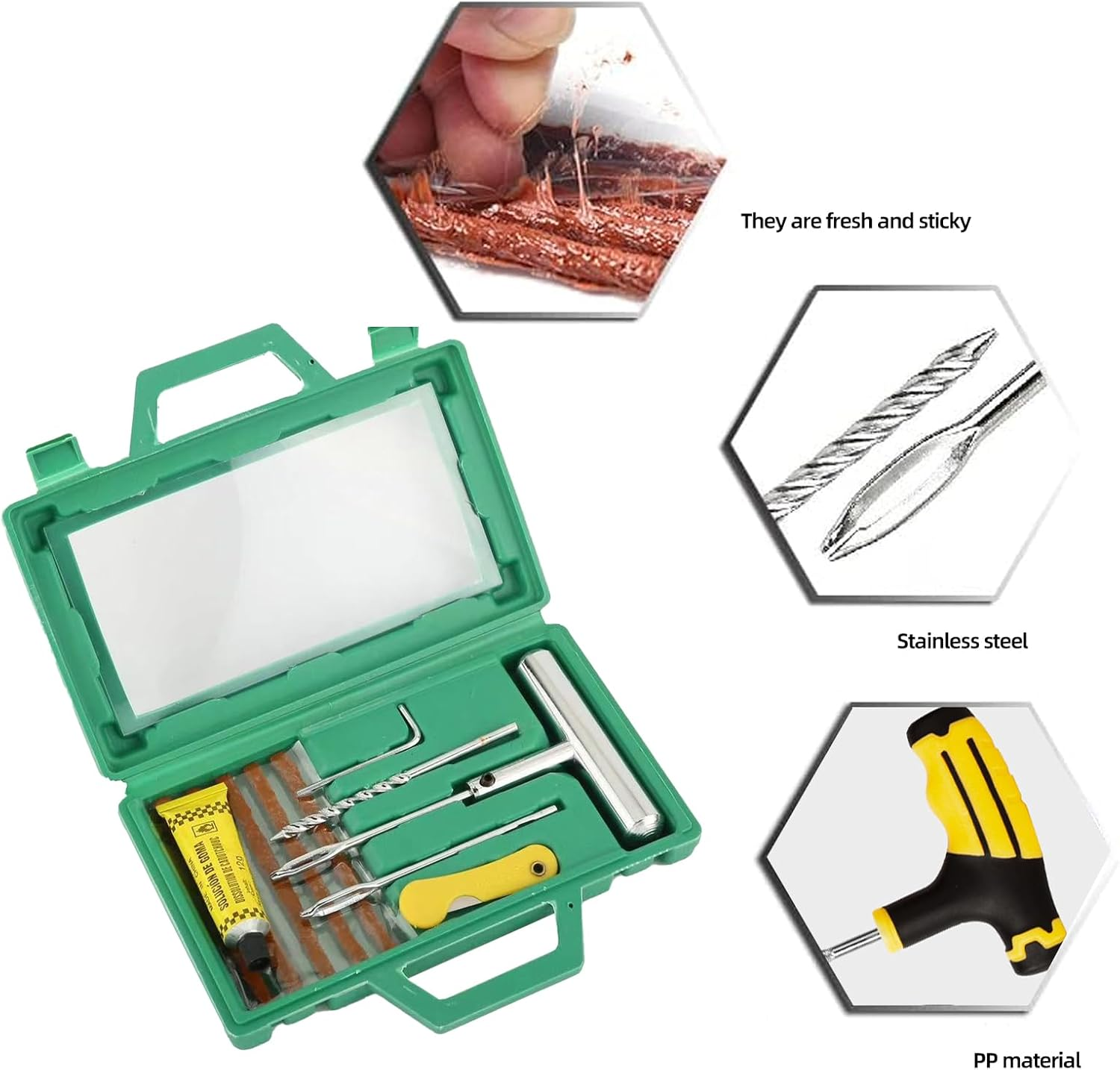 8Pack Tyre Repair Kit,Tyre Puncture Repair Kit with T-Shaped Handle, Suitable for Cars, Trucks, Motorcycles, Recreational Vehicles and Tractors image number 1