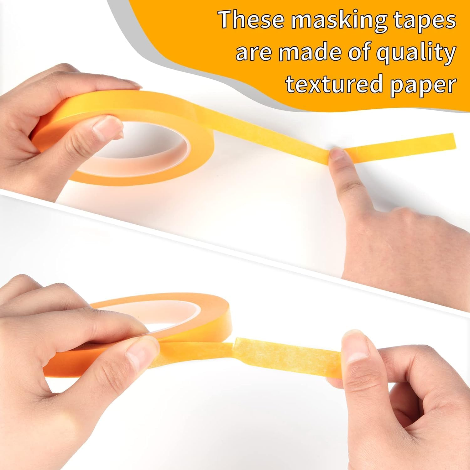 8 Rolls Pinstripe Thin Painters Tape, Yellow Painters Tape 1/16, 1/8, 1/4 and 1/2 Inch Wide X 52 Yard Long Painters Automotive Masking Tape for DIY Car Auto Paint Art image number 3