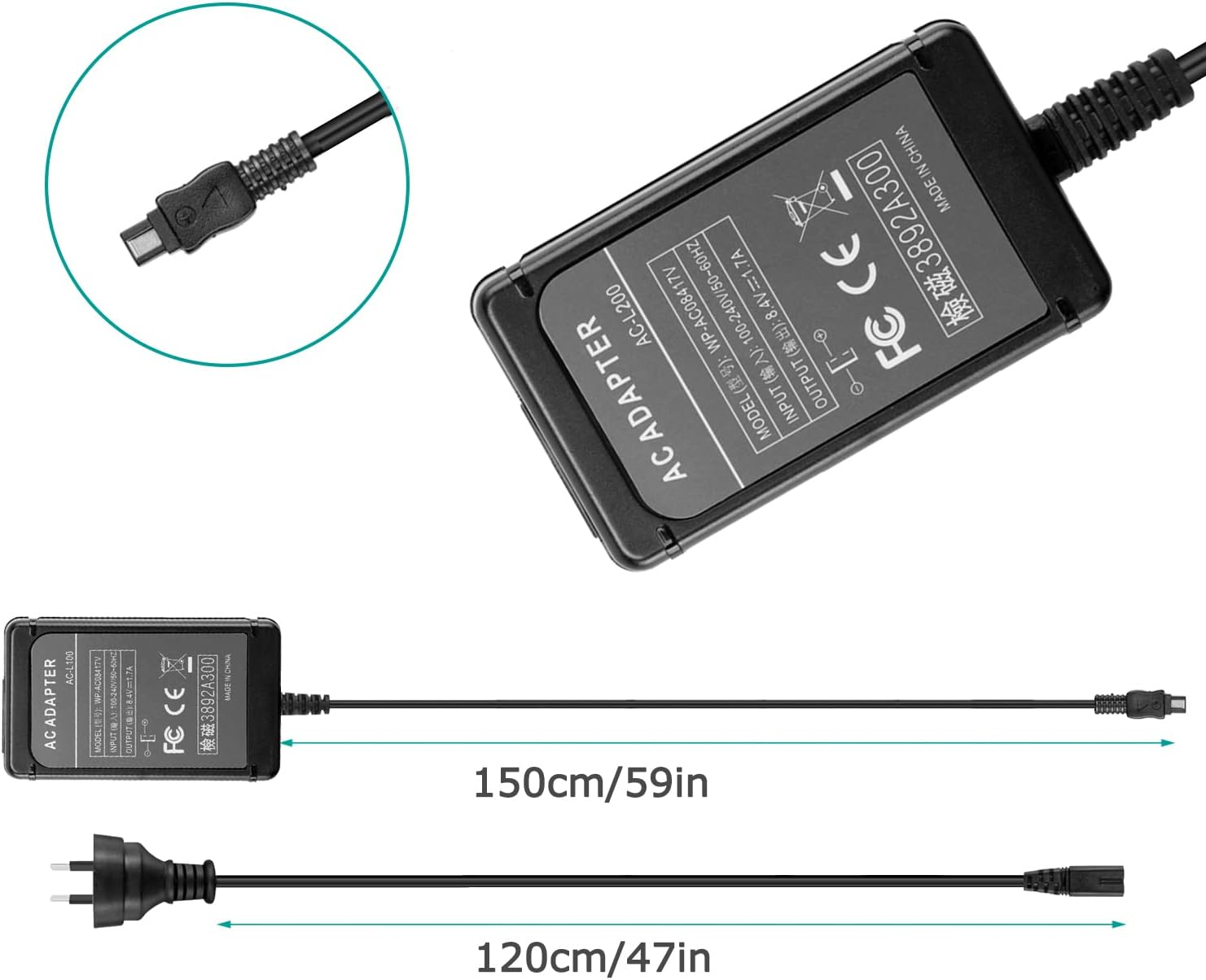 Raeisusp AC-L200 Power Adapter Charger Supply L200B L200C L200D for Sony DCR-UX5 DCR-UX7 HDR-XR100 NEX VG20 VG30 VG900 DVD7 PXW-X70 image number 2