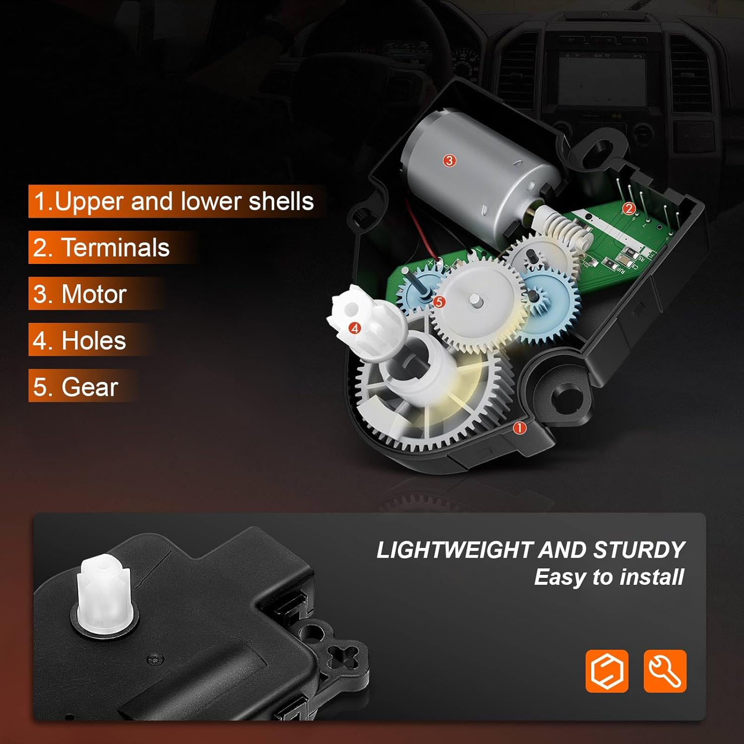 MAEZOE 604-029 HVAC Heater Blend Door Actuator, Compatible with Chrysler 200 Aspen Avenger Sebring, Dodge Caliber/Durango/Journey, Jeep Compass/Patriot/Wrangle, Ram Promaster Models image number 2