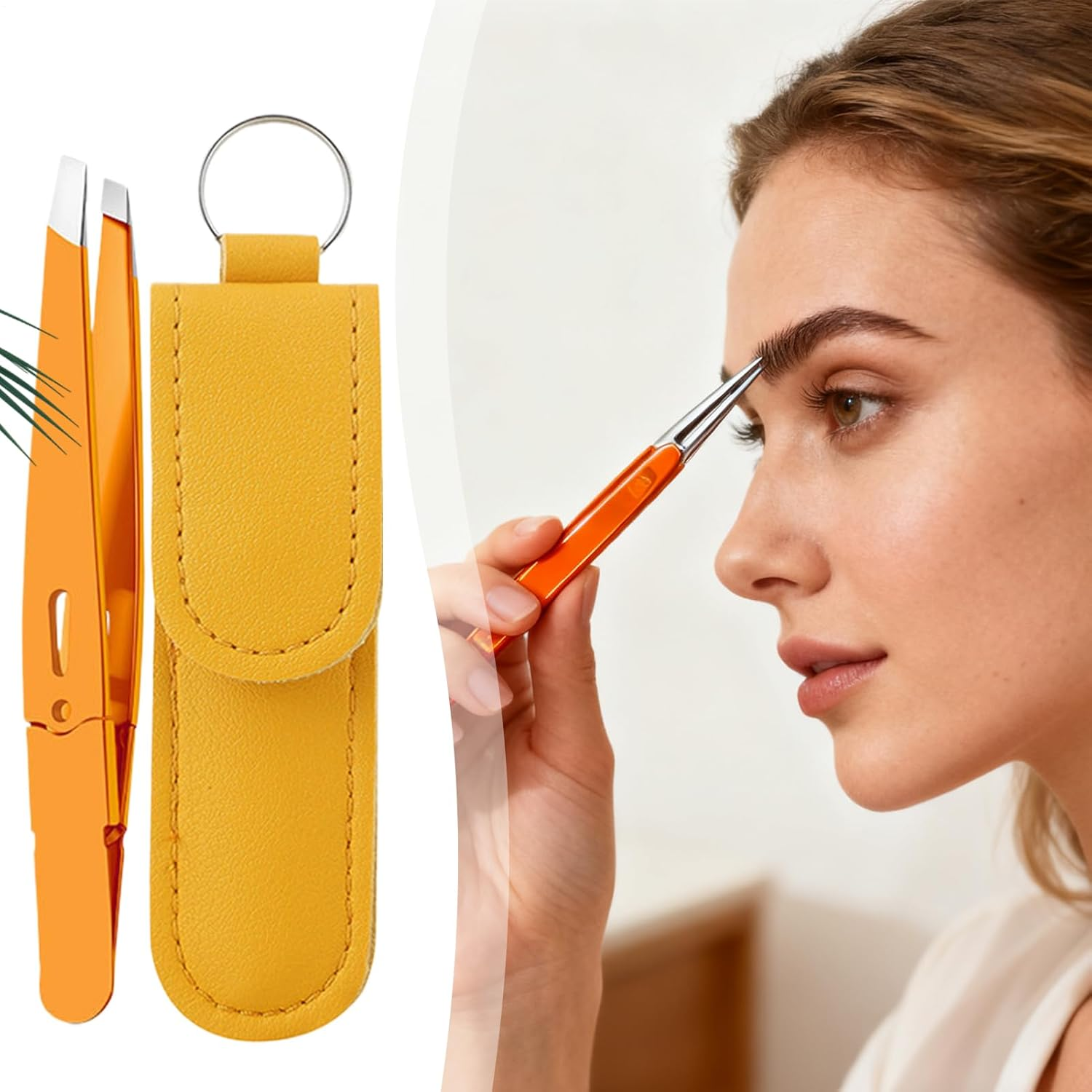 Tweezers for Women,Stainless Steel Eyebrow Tweezers | Brow Shaping Slanted Puller,For Beauty Plucking Grooming Brow Lash Face Purse Travel Women Men image number 2