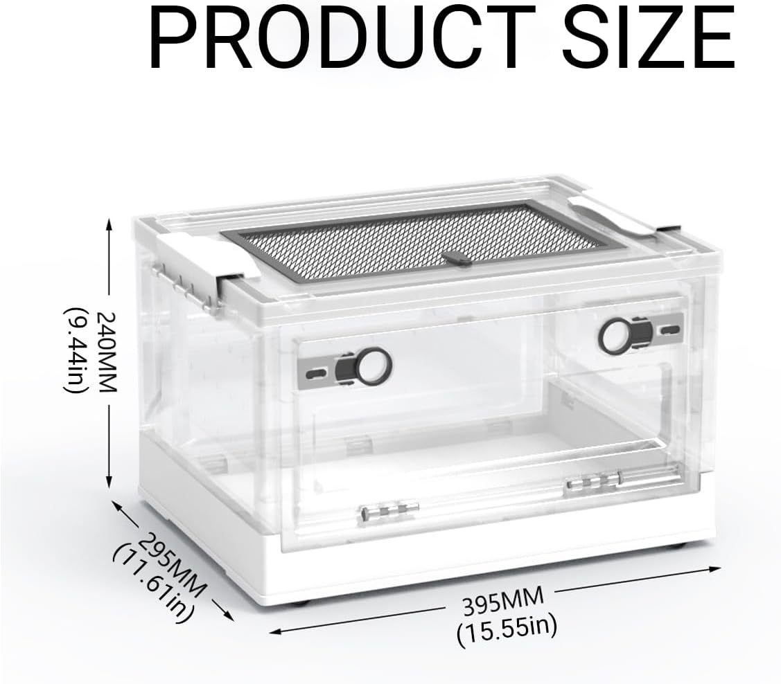 AIMALL Foldable Small Pet Cage 15.55X11.61X9.44In Plastic Viewing Villa with Front Door Mesh Top Pulley Base for Hamster Chick Duck Mouse Chicken Feeding Enclosure image number 4