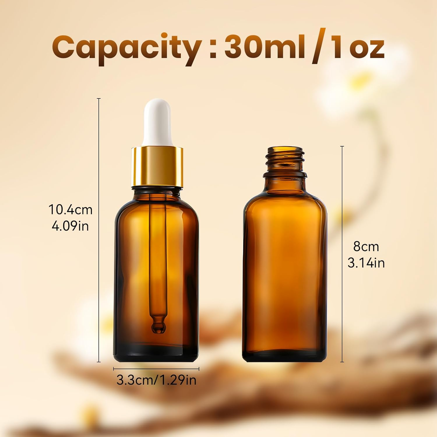 Fayrvind 6 Pack 30Ml Amber Glass Dropper Bottles, Small Travel Bottle with Pipette, Mini Boston Refill Cosmetic for Essential Oil, Liquid, Lab Dispenser, Serum, Aromatherapy, with 12 Labels and Pen image number 4