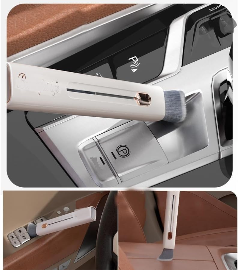 Car Vent Cleaner Car Duster Automotive Air Conditioner Clean Brush Double Head Mini Duster for Car Air Vent Keyboard Window Leaves Blinds Shutter Glasses Fan (White, One Size) image number 2