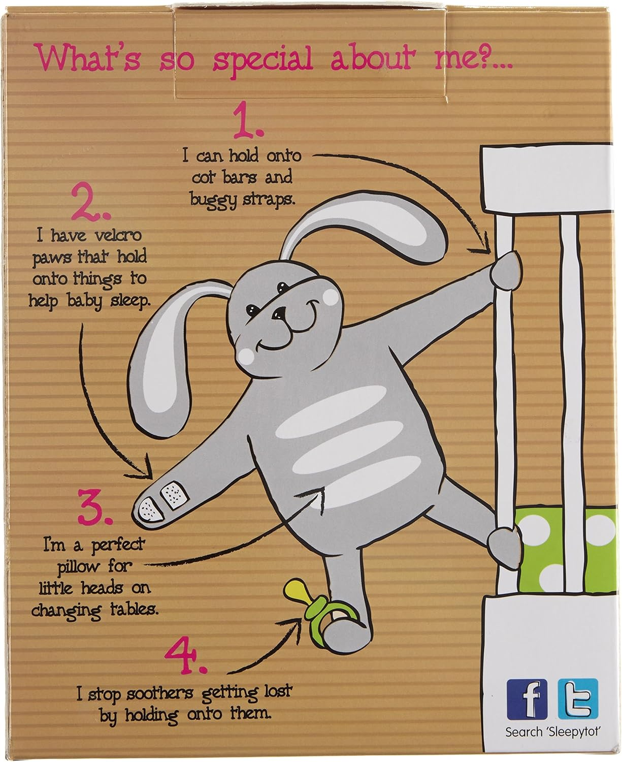 Sleepytot Baby Comforter Plush Toy | Dummy Holder & Teether Attachment | Soft, Machine Washable Newborn Sleep Aid | Perfect Baby Gift & Essential for Soothing |Grey Bunny