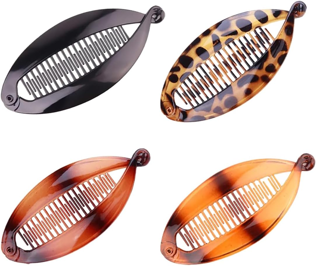 Pack of 4 Banana Clips Hair Clips Banana Fish Combs Fish Clips Banana Clip Hair Tinted Comb Handle Size 14 Cm for Women Girls Vintage Fishtail Hair Clip French image number 5