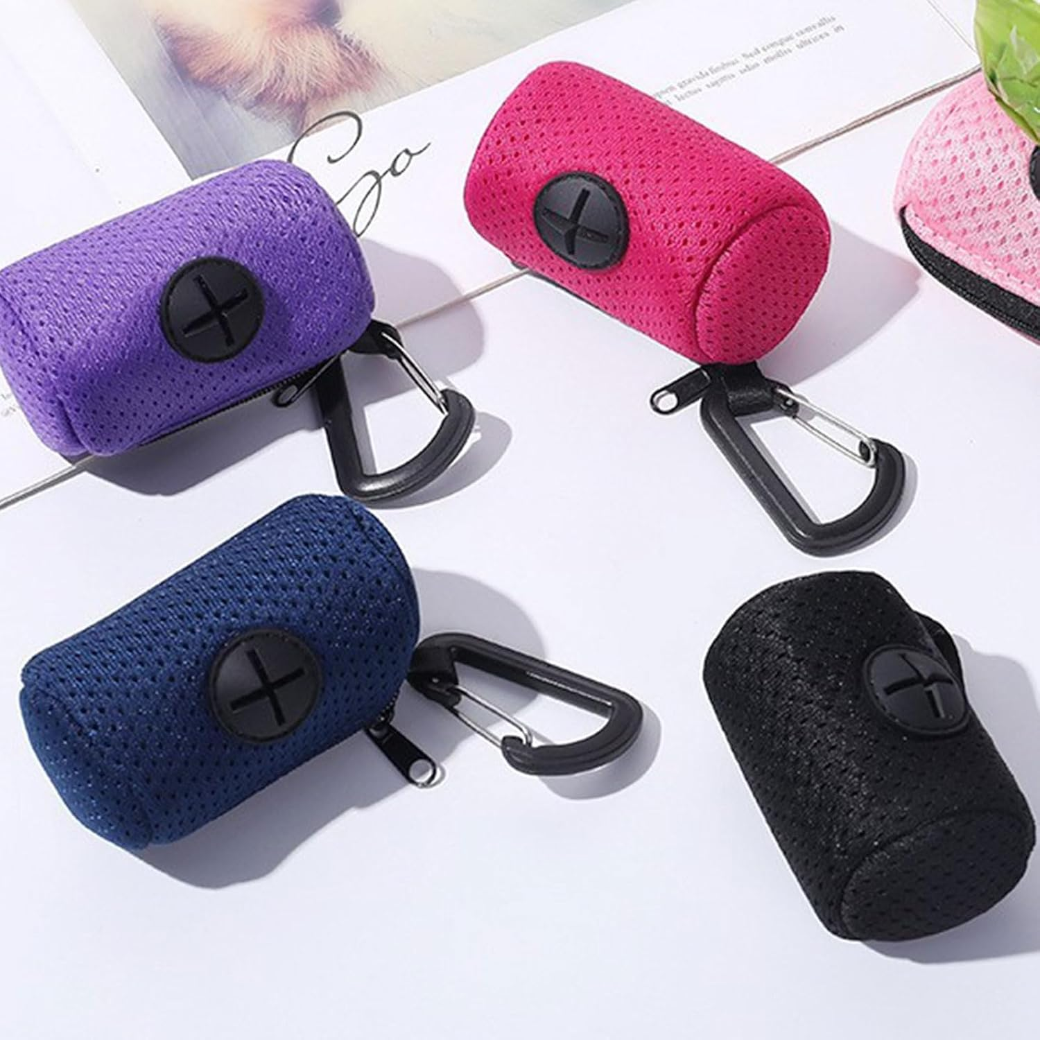 Xolixorium Dog Poop Bags Dispenser, Large Capacity with Mesh Fabric Attachment, Hangable Pet Supplies, Dog Waste Bag Holder with Zipper, Portable Dog Bag Dispenser image number 1