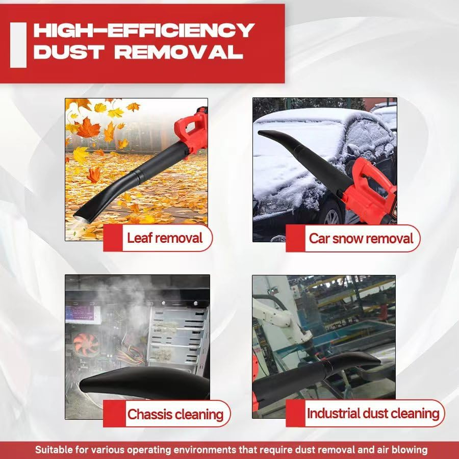 PORIYA 2800W 21V Cordless Leaf Blower, with 6-Speed Selection, Handheld Garden Cleaner Tool for Lawn Care, Outdoor Garden (Two Batteries) image number 2