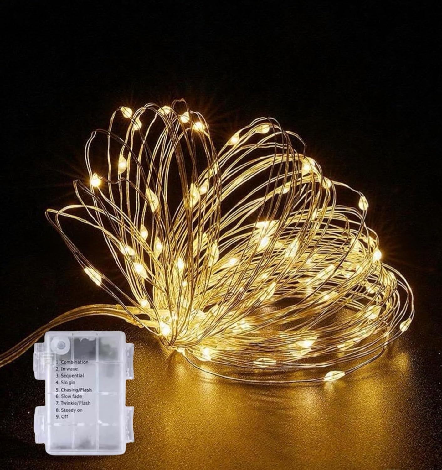Fairy Lights Battery Operated with 8 Lighting 33Ft/10M 100 LED String Lights, & Waterproof Lights for Party, Garden and Christmas Decoration (Warm White) image number 4