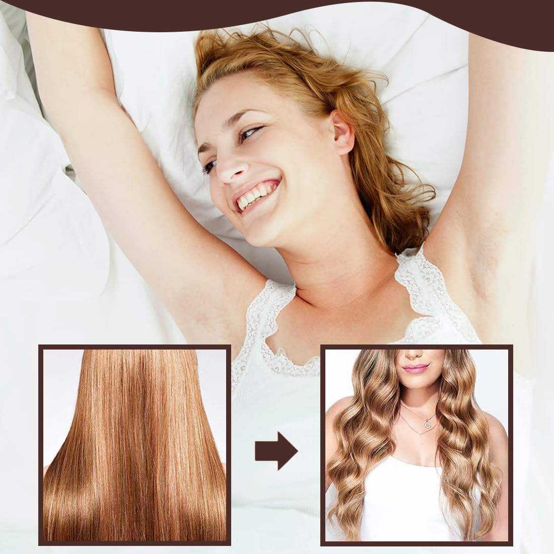 Heatless Curls, Overnight, Curls without Heat, Silk Heatless Curls Band Curler Overnight, Hair Curler DIY Hair Curling Band Hairstyle Set for Long Medium Hair (Leopard Print) image number 3