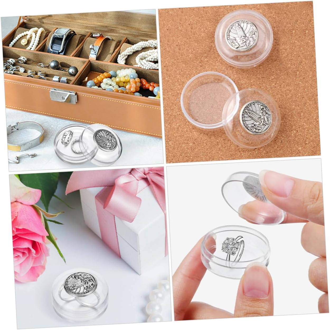 Veemoon 2Pcs First Holy Communion Rosary Box Catholic Trinket Box Metal Packaging Case For image number 6