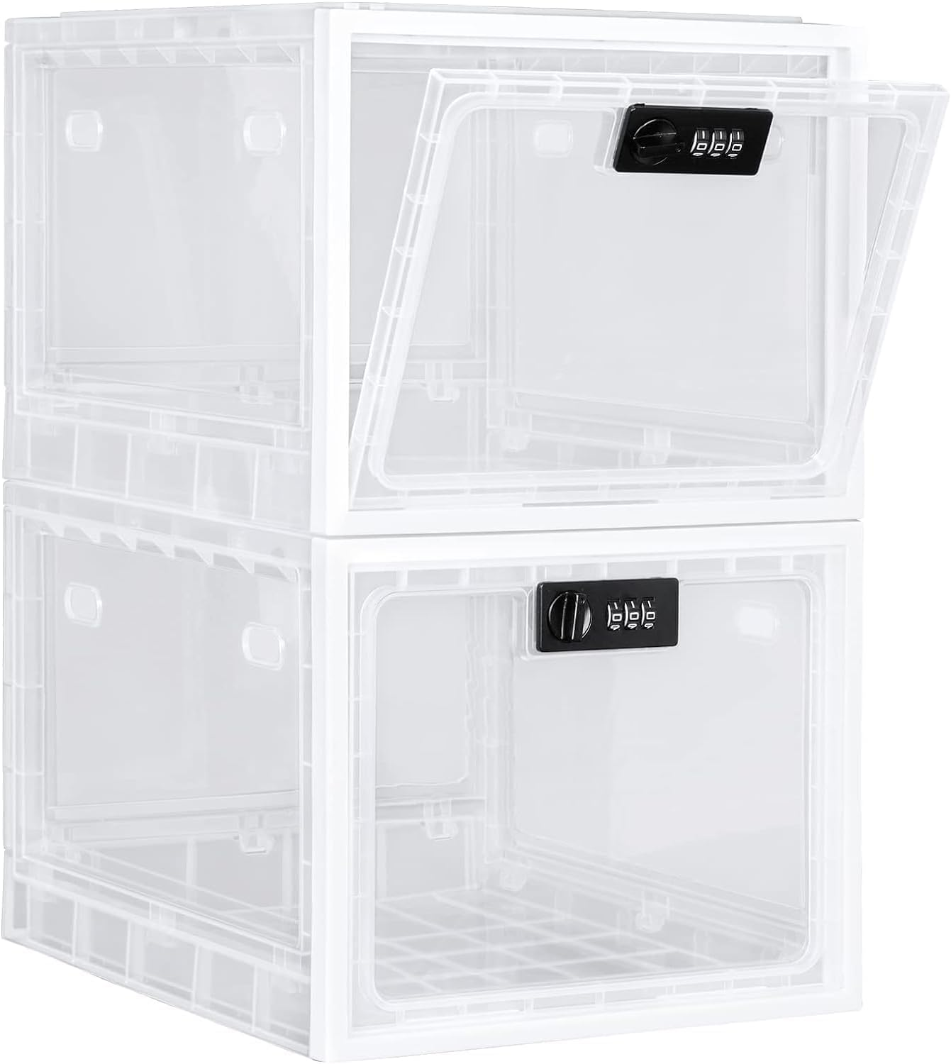 Large Lock Box, Medicine Lockable Storage Box Container for Medication Storage, Refrigerator Food Safe Locking Box Tablet Phone Locked Box for Kitchen Home School and Office Safety (White, 1PC)