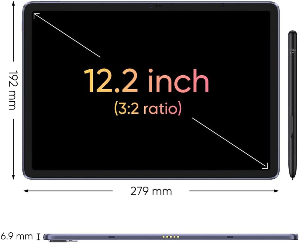 Xppen Magic Drawing Pad 12.2 Inch Standalone Drawing Tablet No Computer Needed with 16384 Pressure Levels X3 Pro Battery-Free Stylus Paper-Like Screen 8GB + 256GB Portable for Digital Drawing Artists