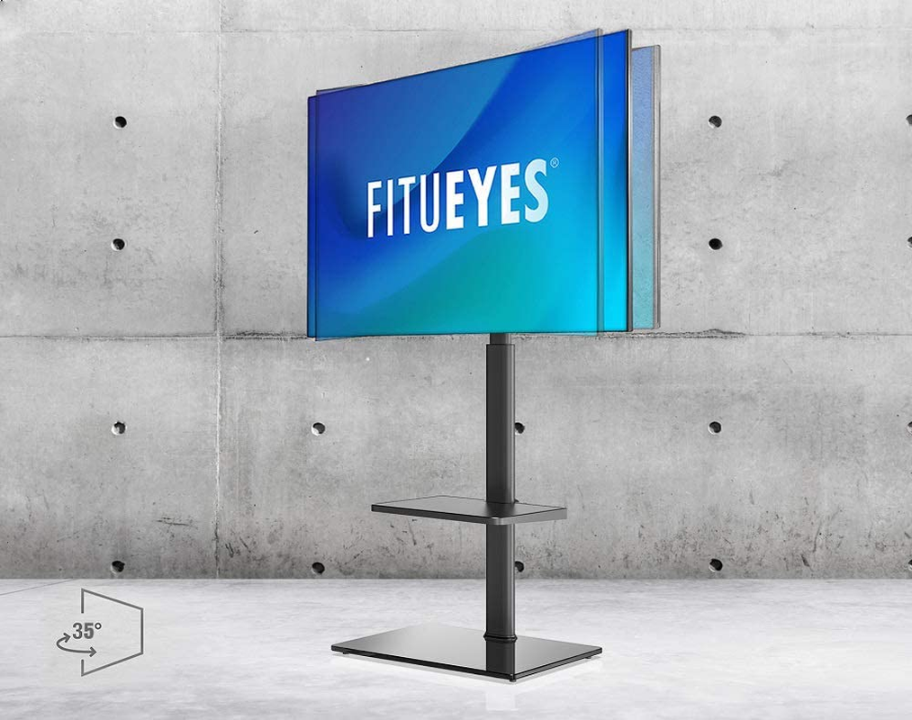 FITUEYES TV Stand with Mount for 32 to 60 Inch Flat Curved Screen Swivel and Height Adjustable with Cable Management Max VESA 600X400 Mm(Black) image number 5