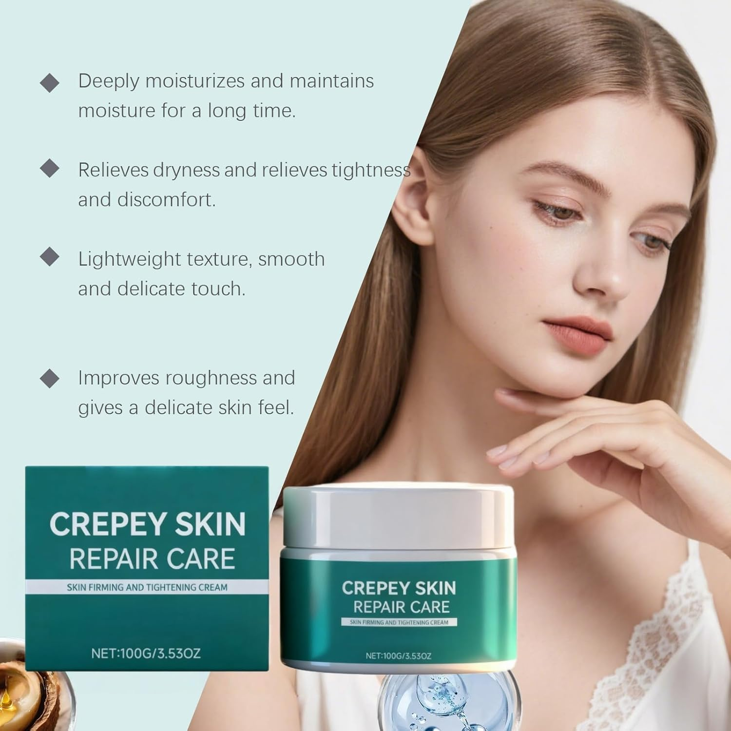 Crepey Skin Repair Cream for Extremely Dry Skins，Creepy Skin Tightening Cream for Body & Aging Skins, Neck & Chest Firming Cream, anti Aging Care Moisturizer for Face, Overnight Body Lotion (1) image number 4