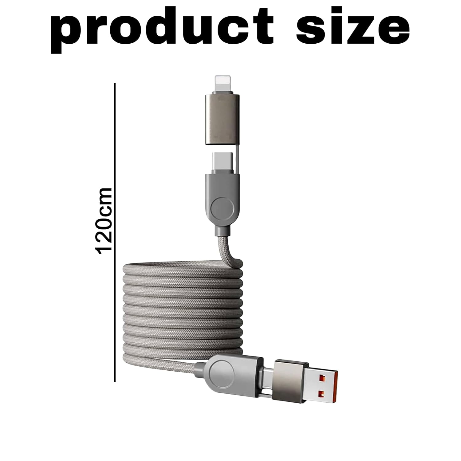 Magnetic USB C Cable -Automatic Coiled, Coiled 240W 4-In-1 Multi Charging Cable (1.2M), USB A/C to C/L, Fast Charger for Iphone 16/15/14 Pro Max, Macbook, Ipad, Samsung S24 & More image number 3