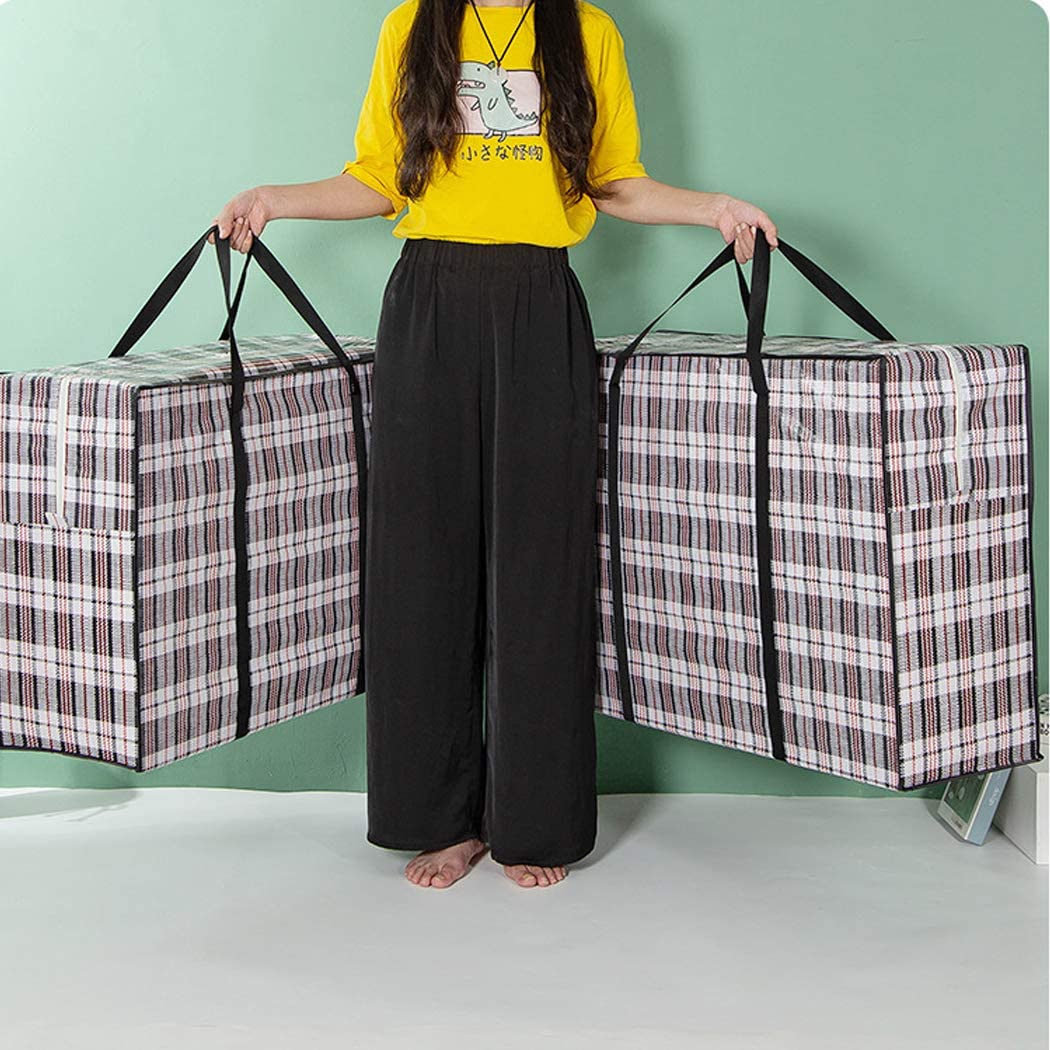 5 Pack Large Storage Laundry Bags Checkered Organizer Bag with Zipper and Handles for Comforters, Clothes, Bedding, Duvets