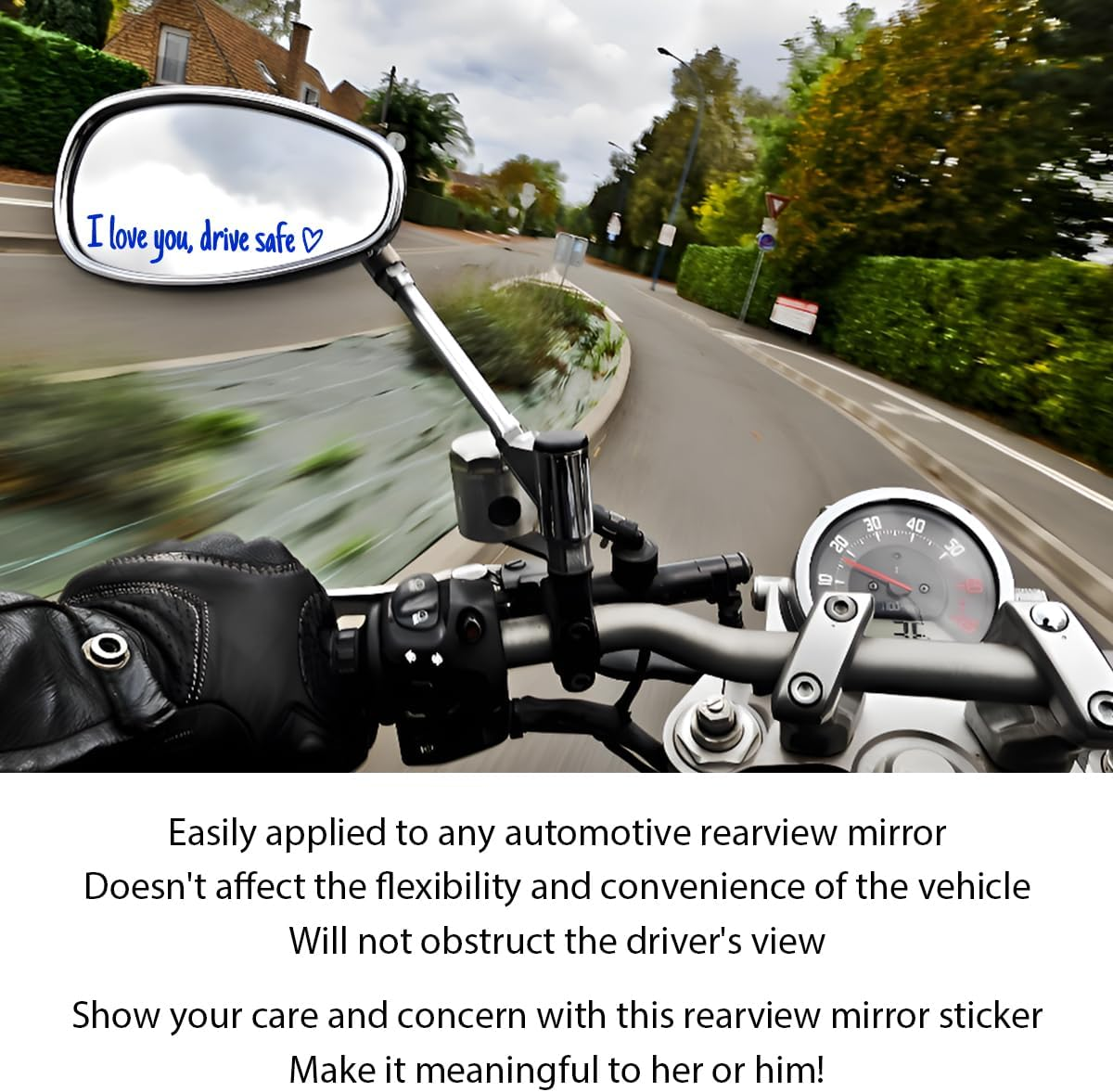 3 PCS I Love You Drive Safe Sticker, Funny Waterproof Car Rearview Mirror Decal with Heart, Self Affirmations Sticker with Drive Safe Letters for Car Window Bumper Women Gift (Blue) - Colorful image number 5