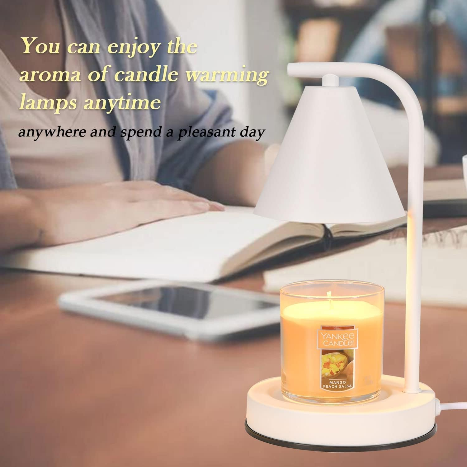 KERLJO Electric Candle Warmer Lamps with 2 Bulbs - Adjustable Brightness and Timer Function, Aromatic Candle Holders for Vintage Bedroom Decor