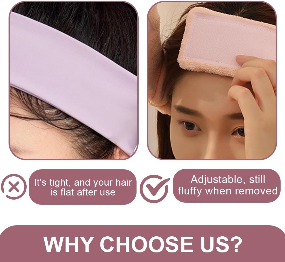 QOWIJEX Set of 3 Hair Band Cosmetic with Wrist Set Face Headband Wrist Wash Bands Set Soft Makeup Hair Band Elastic Wrist Sweatband for Women Girls (Pink) image number 4