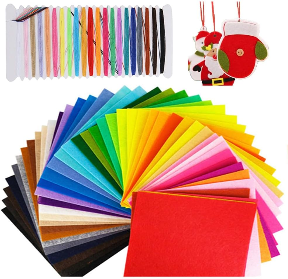 Wanfoou 40 Coloured Felt Fabric Sheets, 1Mm Felt Squares, 20X30Cm, Multicolor, Polyester/100%, Solid, Craft Felt Fabric Sheets