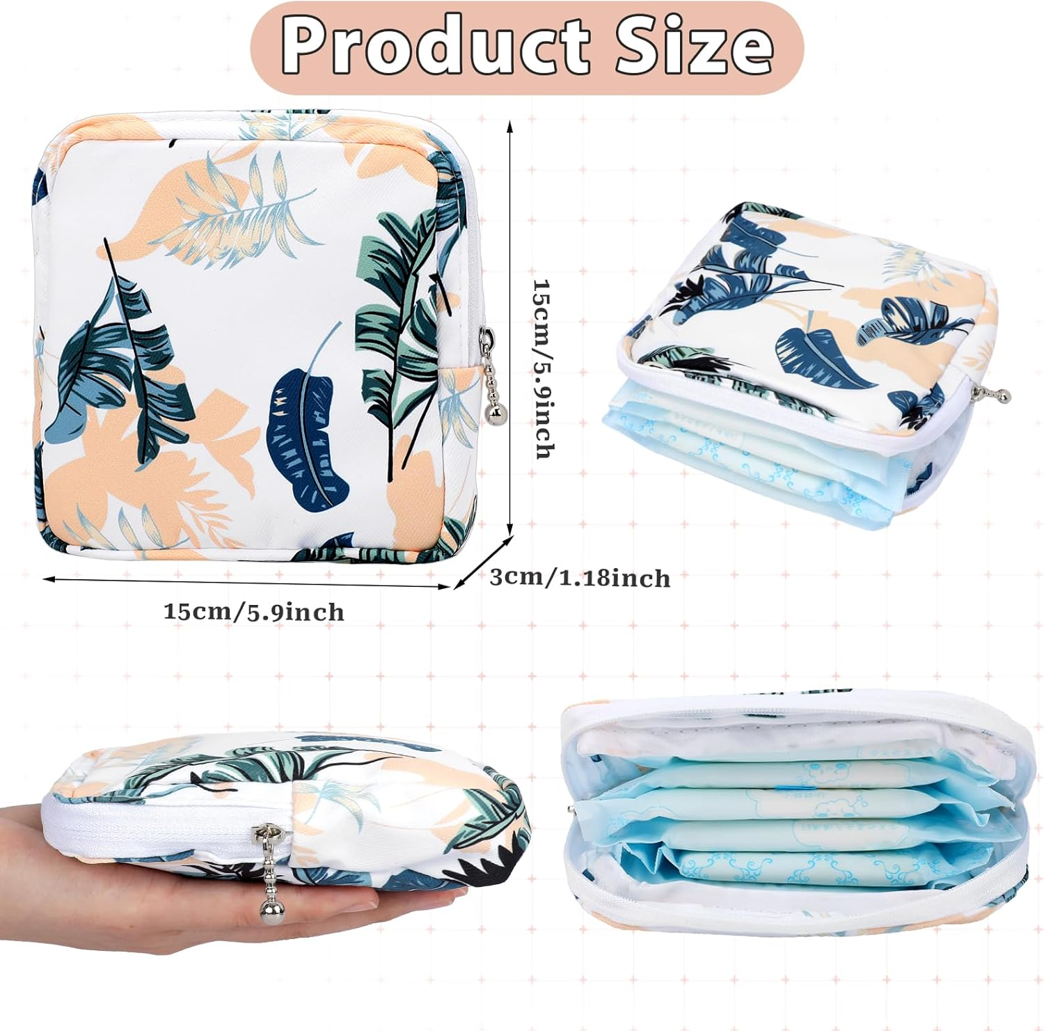 KALIONE Period Pouch - Reusable Menstrual Pad Storage with Zipper, Perfect for Teens and Women on the Go image number 5