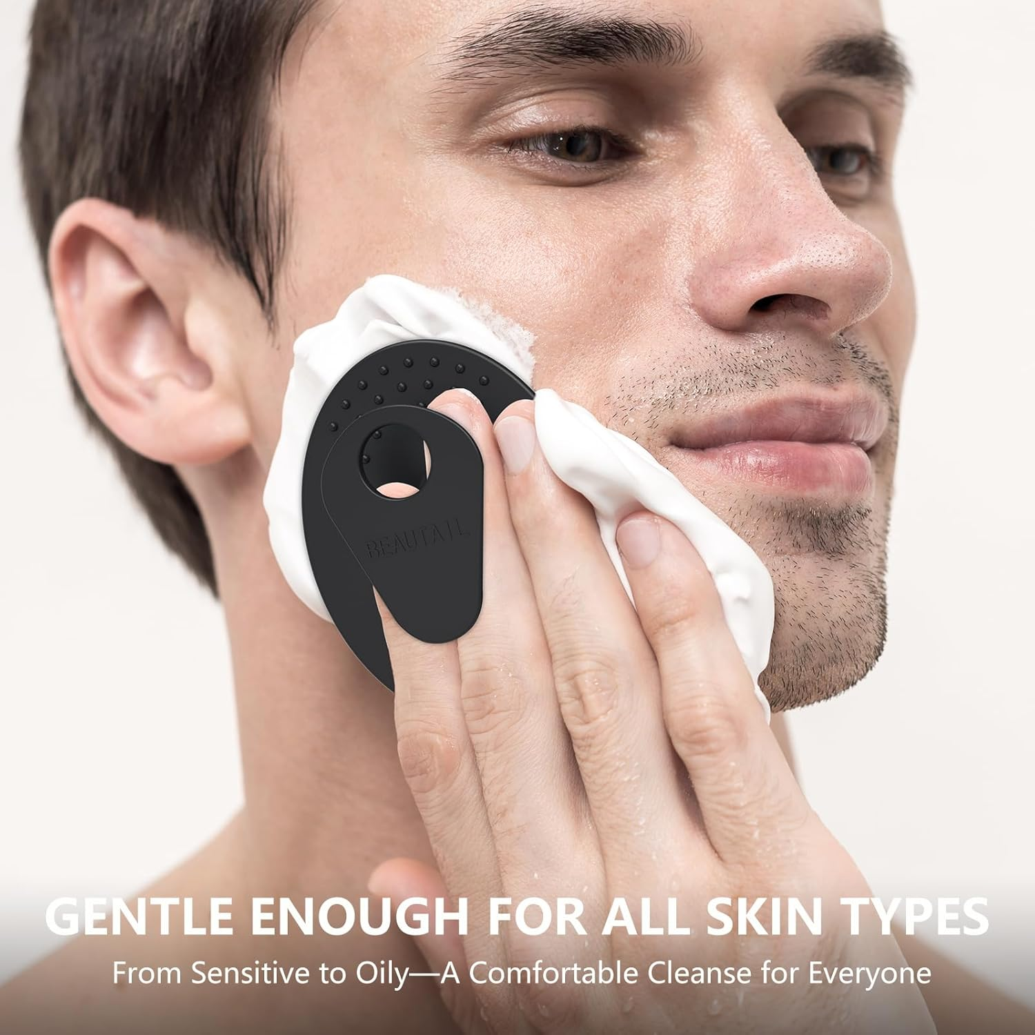 Face Scrubber 4 Pack, BEAUTAIL Silicone Manual Facial Cleansing Brush for Men Women, Gentle Face Scrubber Exfoliator, Skin Care Exfoliating Face Brush, Black+Starlight+Pink+Blue image number 5