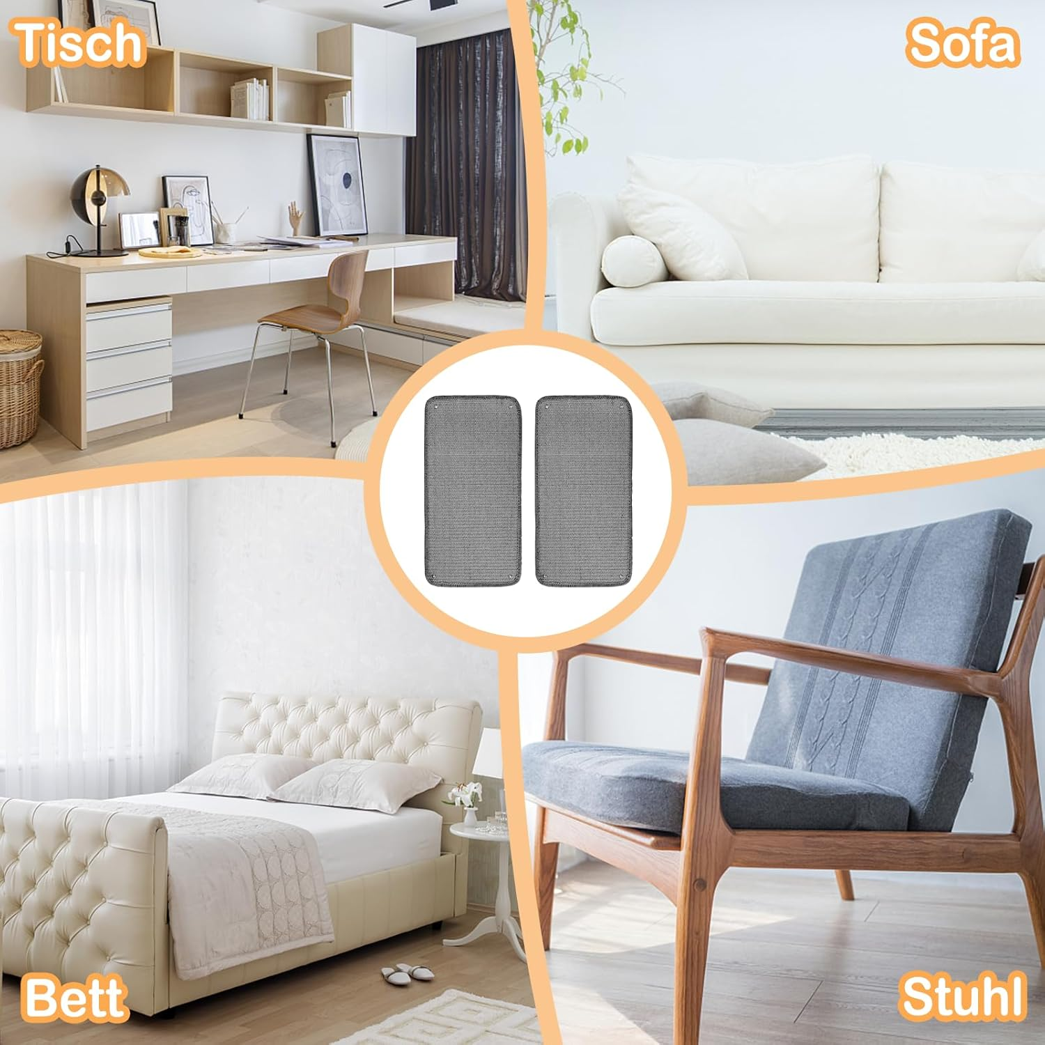 Set of 2 Cat Scratching Mat, Cat Scratching Boards Wall 50 X 25 Cm, Scratching Boards Cat Sisal, Durable Non-Slip Scratching Pads for Cats, Scratching Board for Sofa, Furniture, Door, Scratch image number 1