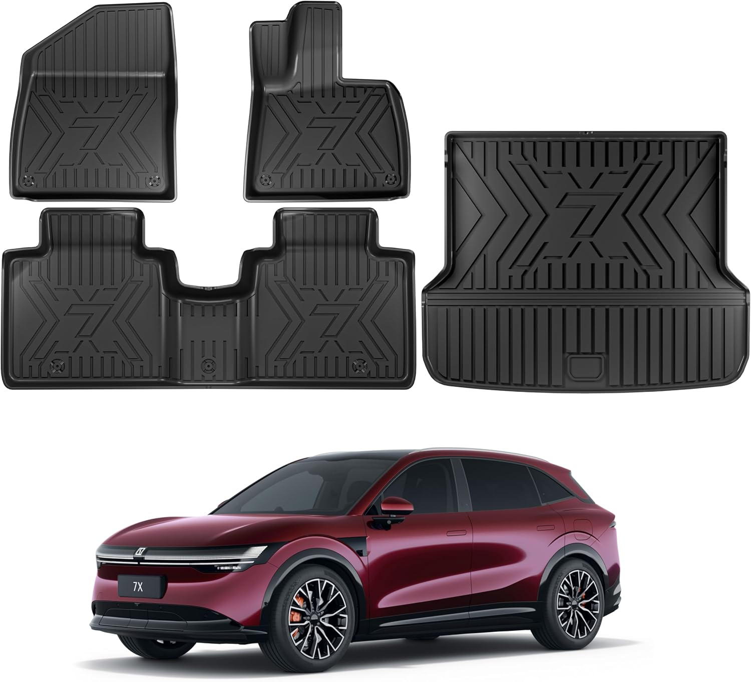 2025 Zeekr 7X Floor Mats Set of 4 - Custom Fit All Weather TPE Cargo Liner Cargo Trunk Accessories, Compatible with Zeekr RHD image number 5