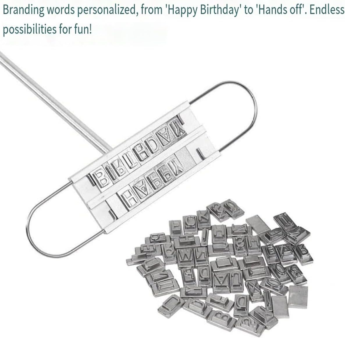 AIMALL BBQ Branding Iron with English Alphabet Letters - Long Handle Customisable Grill Tool for Personalised Barbecue Meat, 16.7In Durable Stainless Steel image number 3