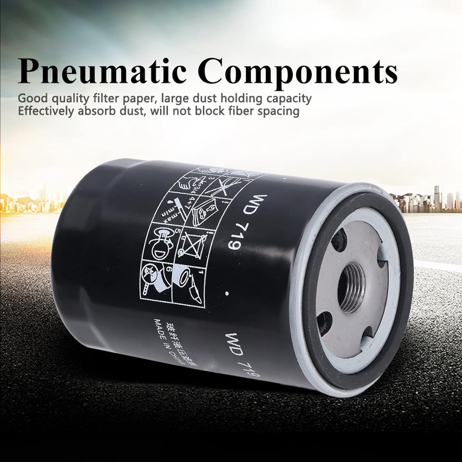 WD719 Oil Filter, Effectively Absorb Non Block Aluminum Alloy 3 1/9In Dia 4 4/5In Tall Screw Type Oil Filters for 7.5KW/10HP image number 2