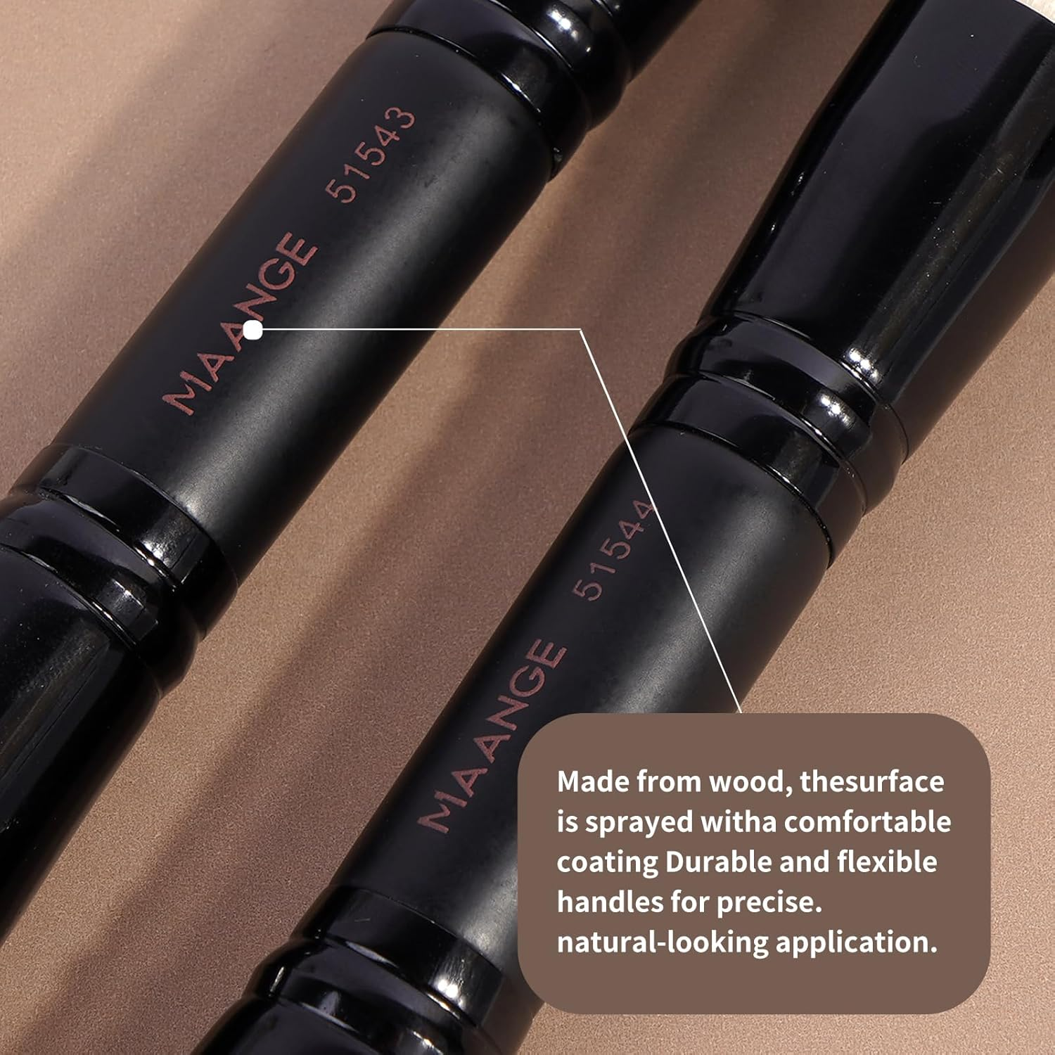 MAANGE 6 PCS Makeup Brushes Set Double Sided Makeup Brushes for Foundation Concealer Blush Eyeshadow Powder Blending Eyebrow Eyeliner Make up Brushes (Black) - Beige image number 3