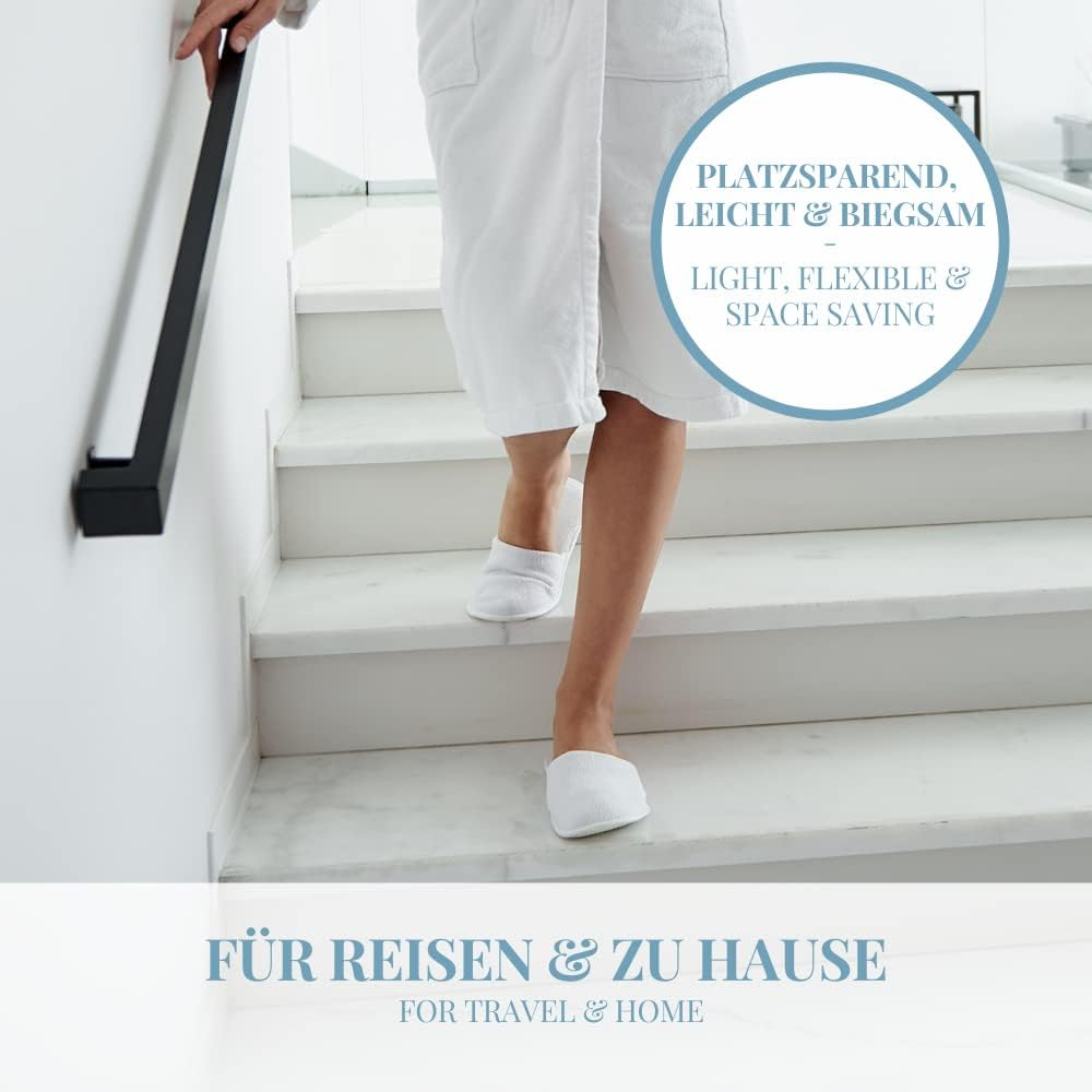 Carenesse 4 Pairs of Hotel Slippers L-XL Closed Practical & Comfortable Disposable Slippers Made of 100% Cotton Terry Towelling Guest Shoes White with Non-Slip Sole Size Approx. 43-44 Lightweight And image number 5