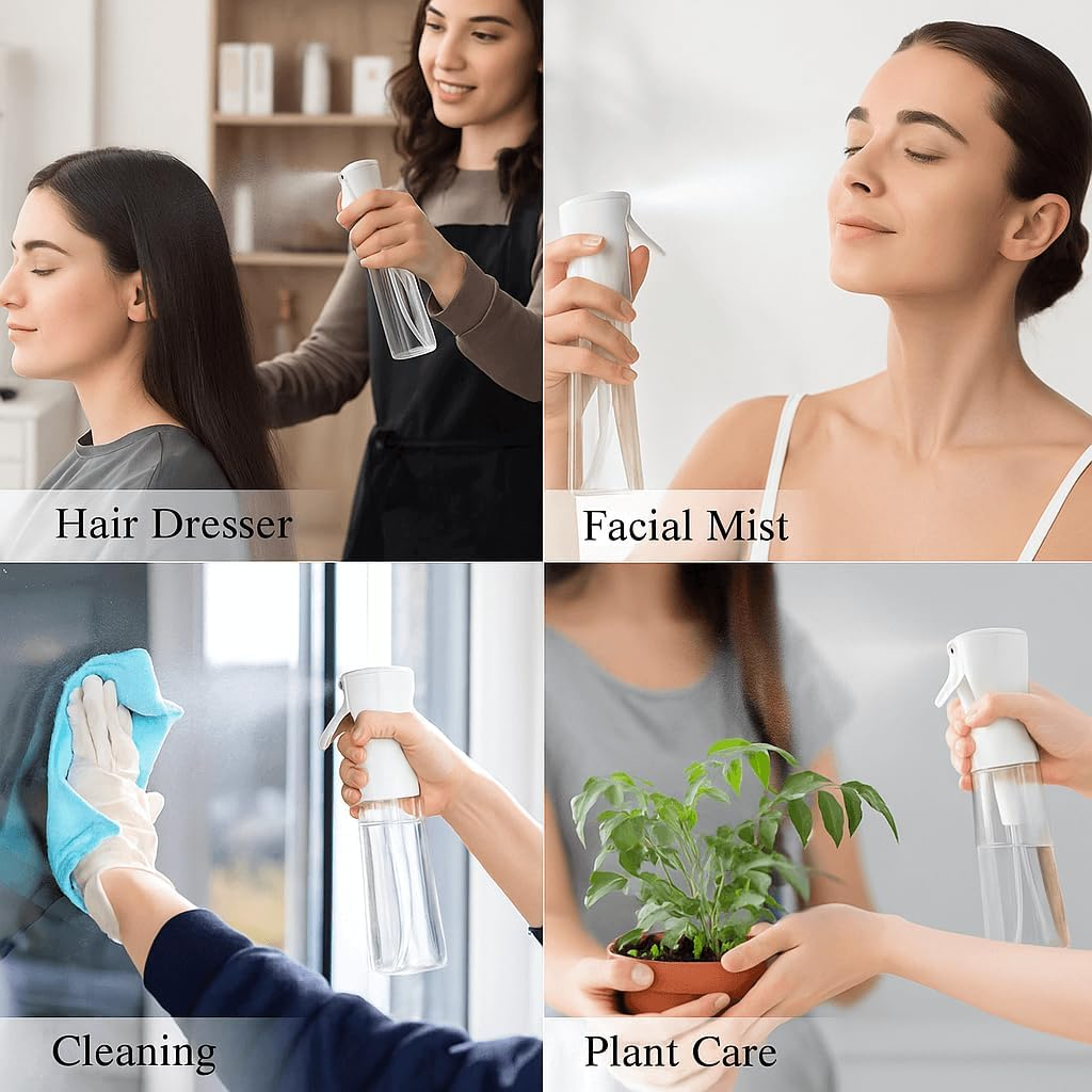 Pure Mistiivox&trade; Premium Continuous Fine Mist Spray Bottle for Hair Styling, Watering Plants, Skin Care, Ironing, Cooking 360 Multifunctional Spray Bottle Transparent, 6.8Oz/200Ml image number 4