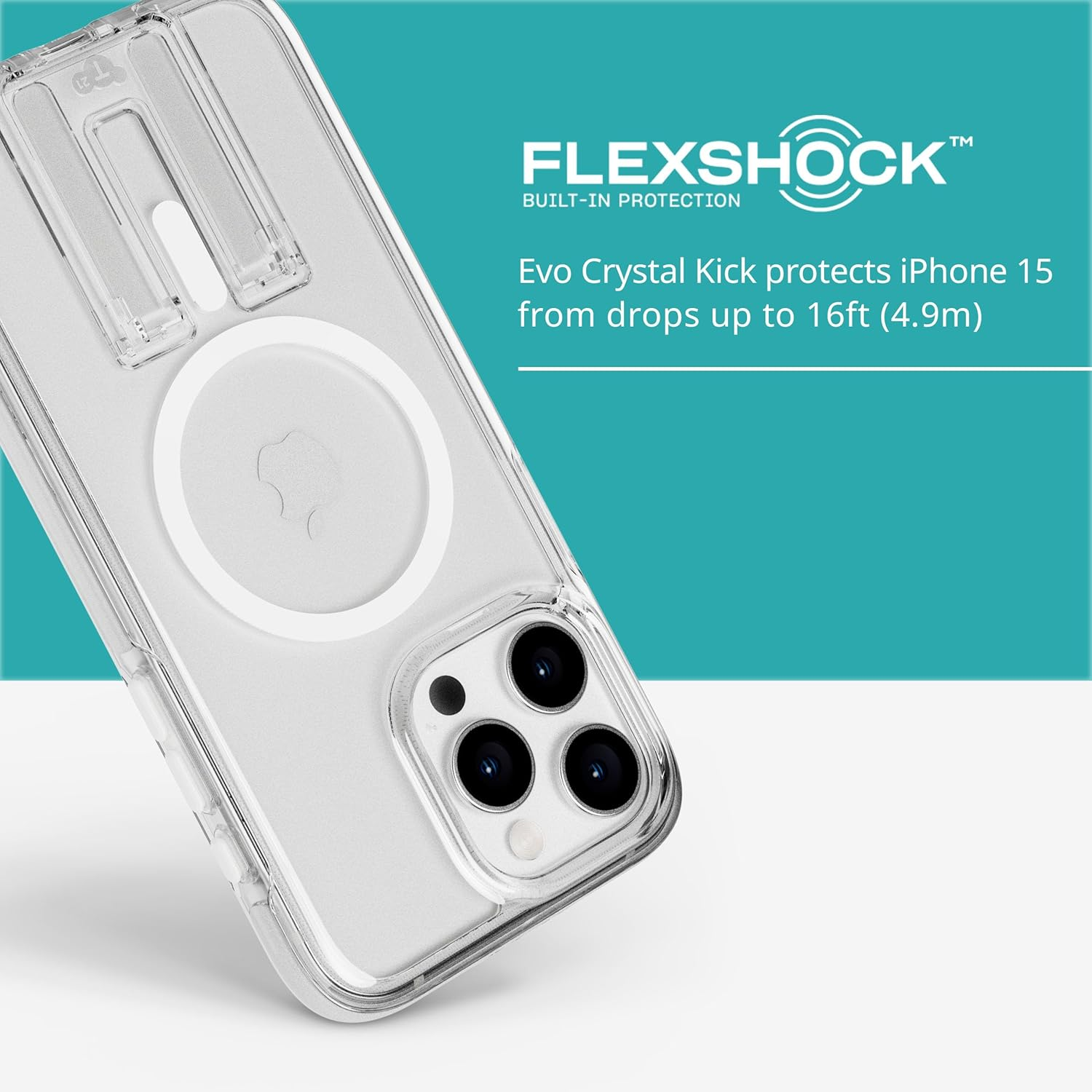 Tech21 Evocrystal Kick Case with Magsafe for Iphone 15 Pro Max, White