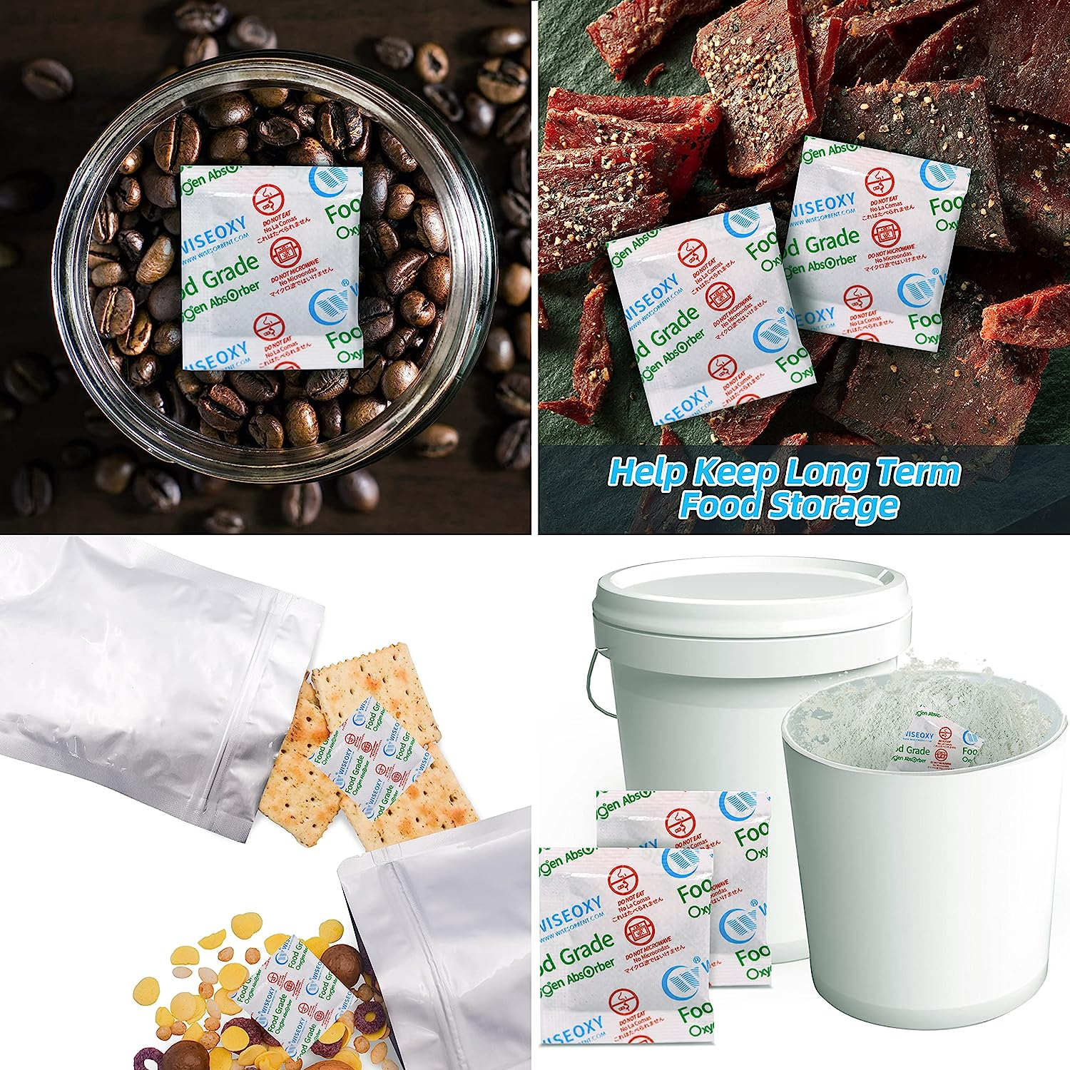 Wisesorb 300CC 50 Packs Oxygen Absorbers for Food Storage, Food Grade Oxygen Absorbers, O2 Absorbers Food Grade for Food Storage image number 1