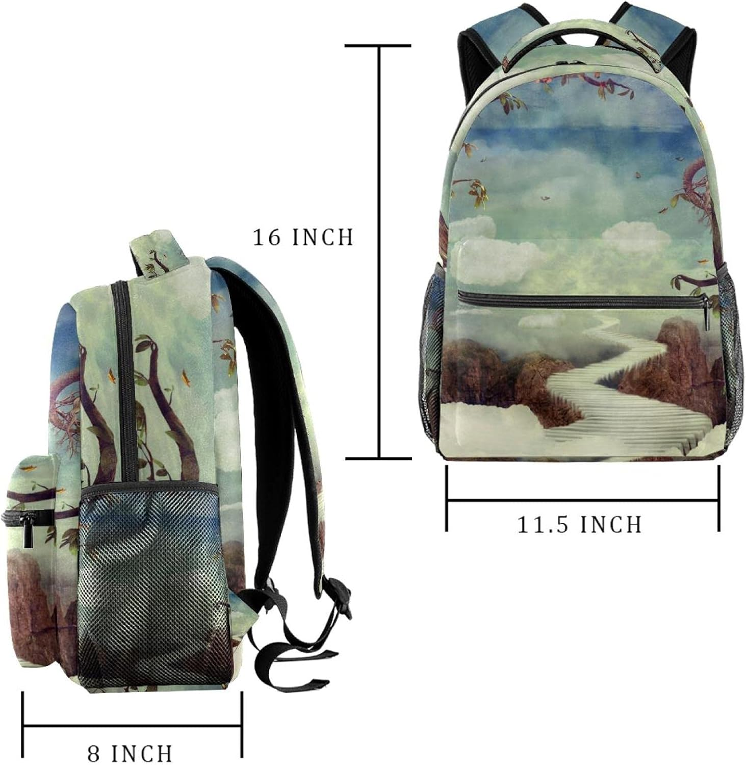Fantastic Clouds in the Sky Backpack Students Shoulder Bags Travel Bag College School Tote Backpacks image number 5