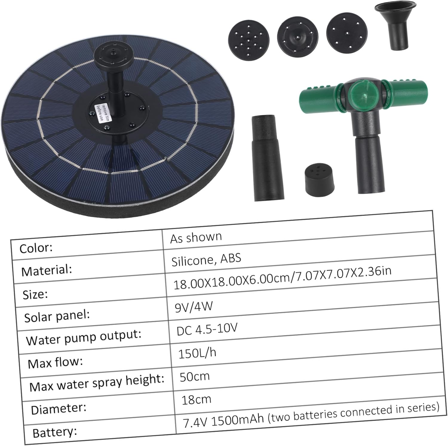 Solar Powered Fountain Pump with RGB Color Lights Multi-Nozzle Outdoor Garden and Bird Bath Fountain Water Shortage Protection Solar Panel for Patio Pool Landscape image number 1