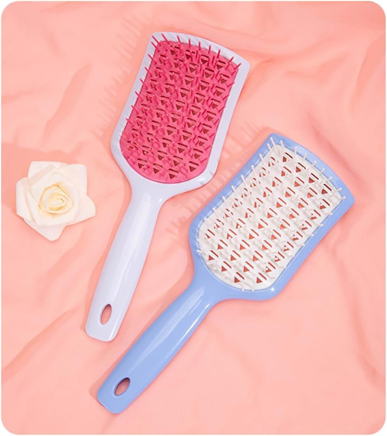 Norajane Detangling Brush, Willow Brush, Nora Jane Detangling Brush, Breathable Soft Bristle Brush, Ventilated Anti-Tangle Hairbrush, Reduce Hair Pulling and Curl Separation (White Purple)