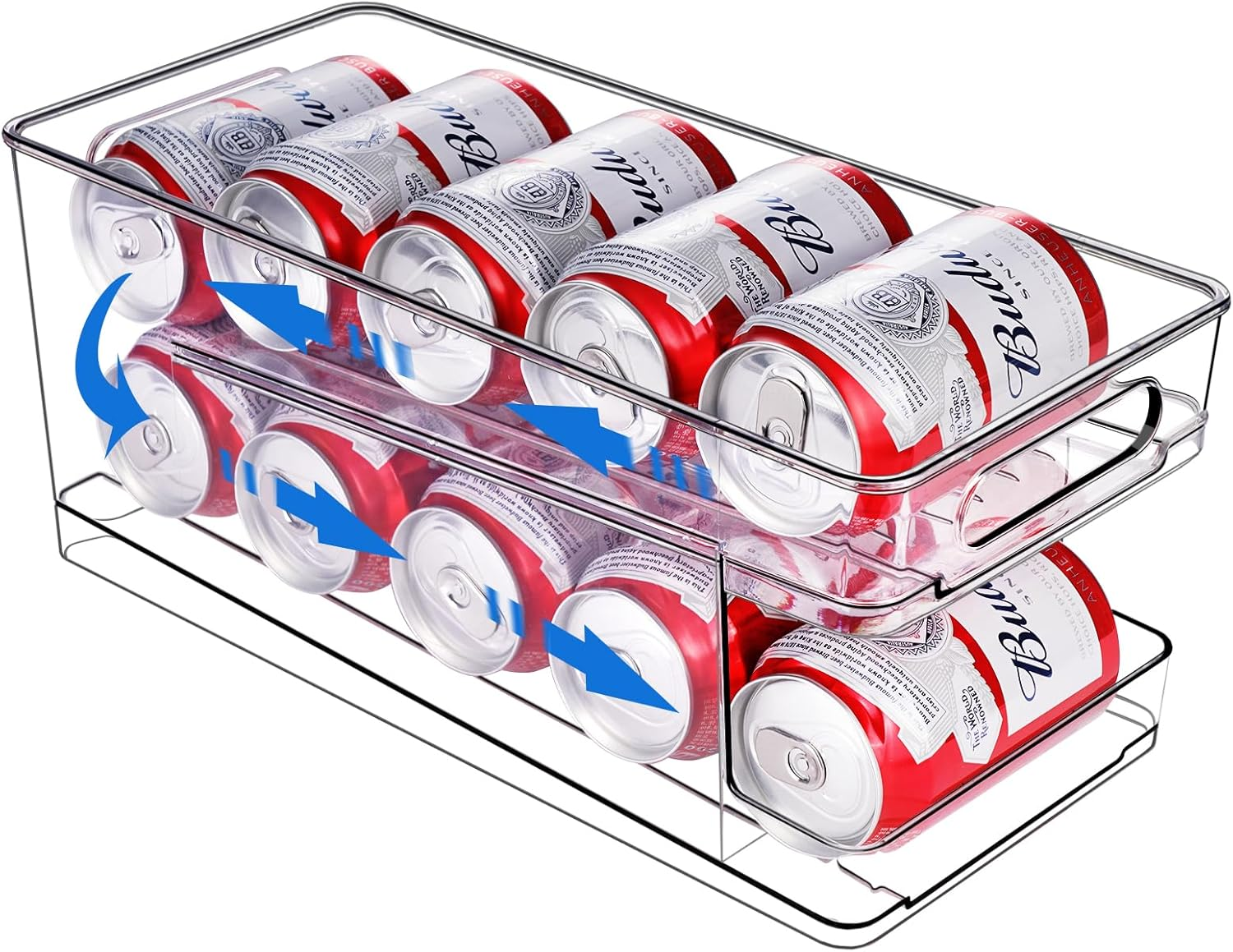 Rolling Can Dispenser for Fridge, Kitchen, Cupboard, Pantry, Countertop - Organizer for 10 Standard 330ML Beer, Soda, Pop Cans - Storage and Organization Solution image number 2