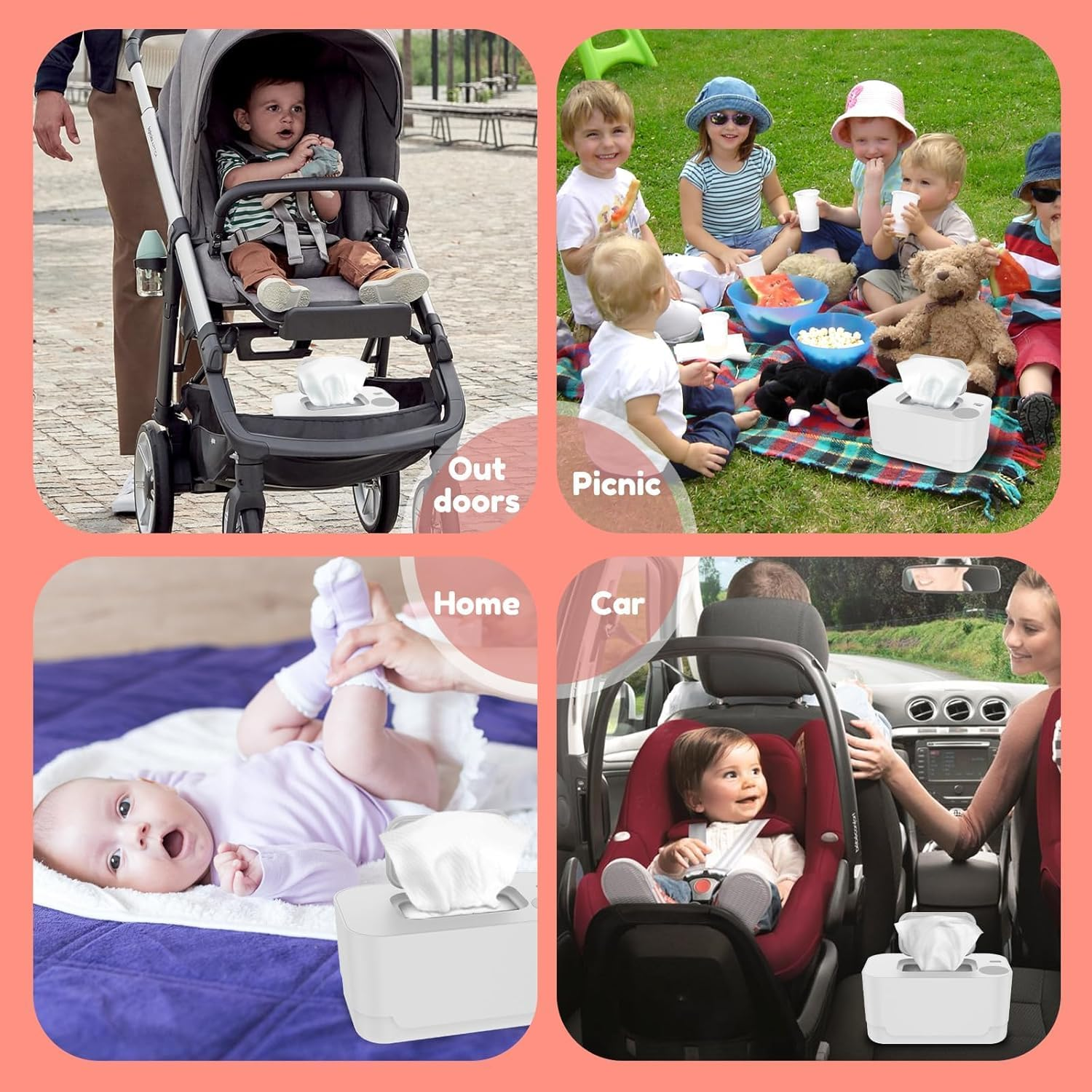 Wipe Warmer for Babies, Baby Wipes Warmer with 55-65℃ Temperature Adjustment, 24H Constant Temperature, Top Thermal Cycle, 120 Pump Capacity, USB Interface, Wipe Warmer for Home, Car image number 2