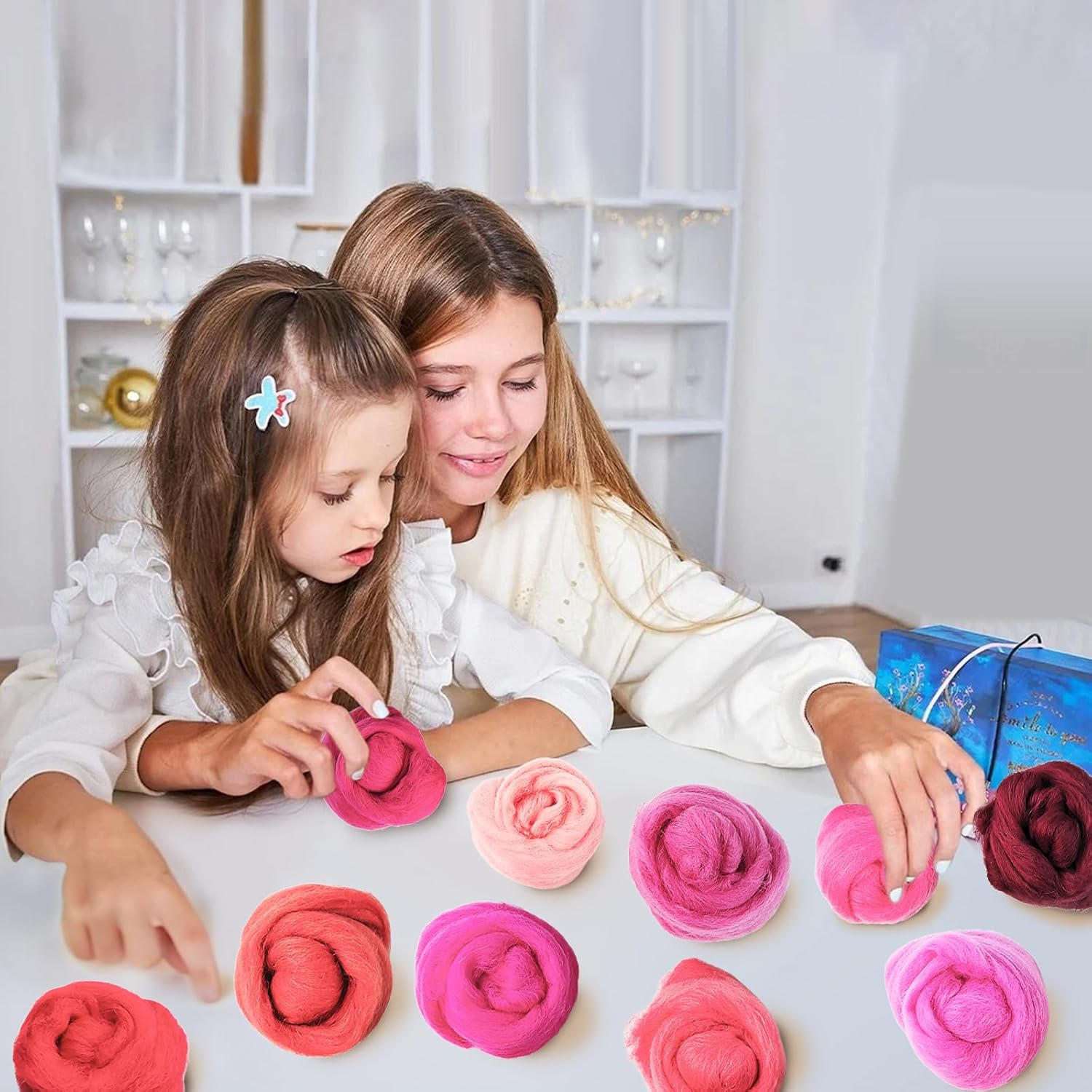 10 Colors Fiber Wool, Needle Felting Wool Roving Spinning Wool Roving Yarn Needle Felting Hand Spinning for DIY Craft Supplies (Red) - Orange image number 2