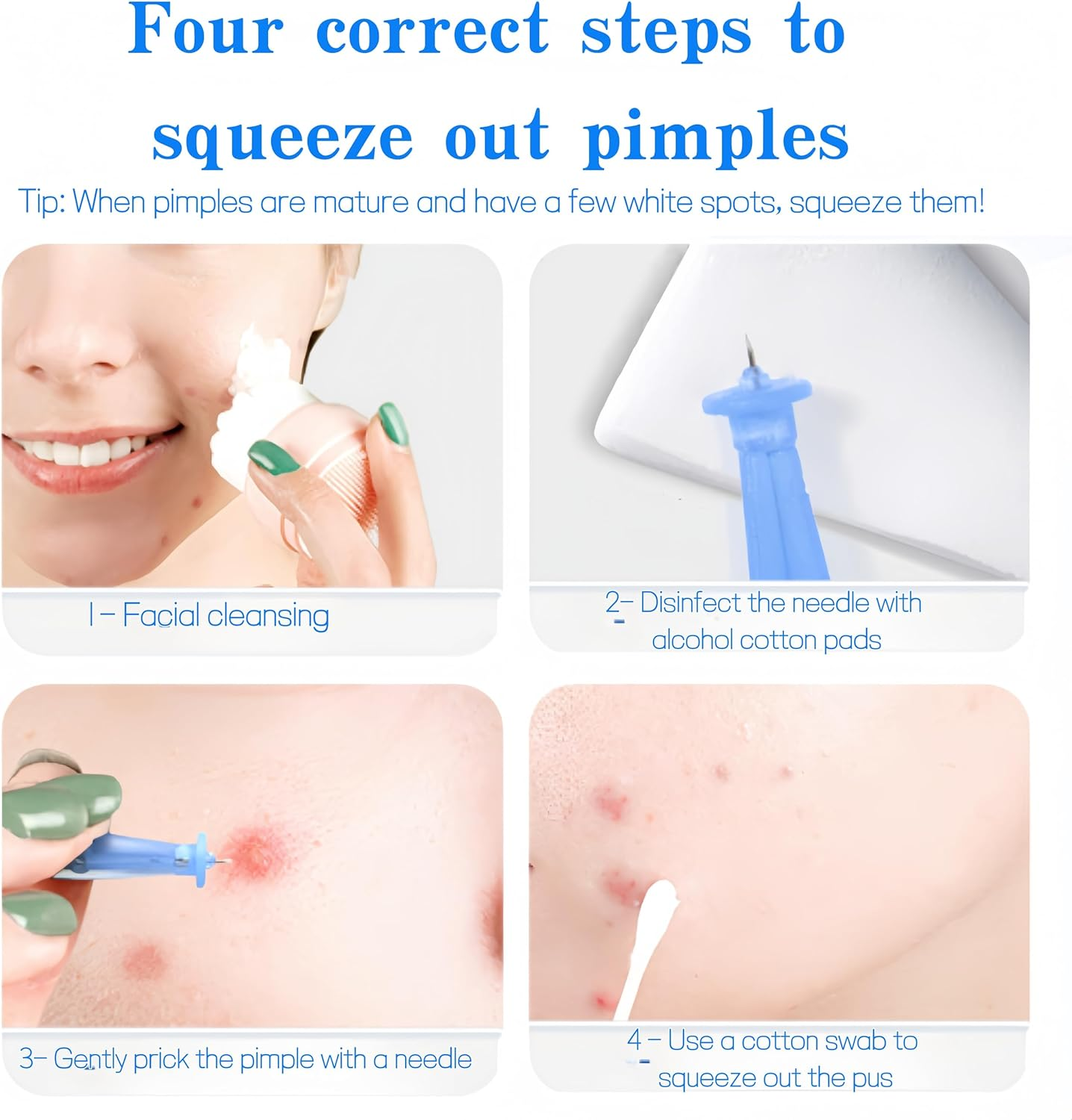 Linjhokbs 50PCS Blackhead Remover Tool Pimple Popper Kit Skin Care Acne Needle Nose Strips，For Blackheads Pimple Extractor Pore Cleaner image number 2