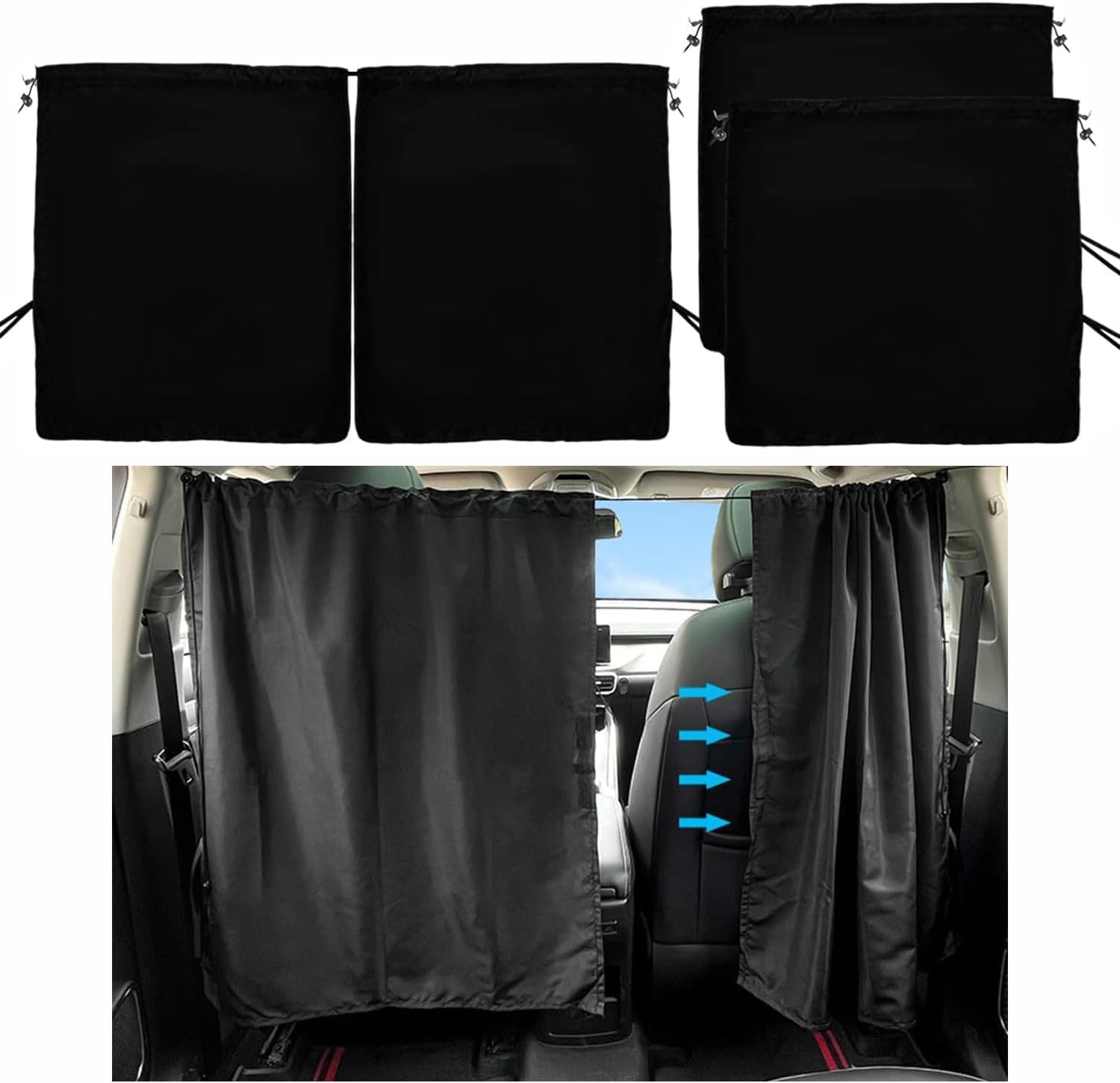BEANPRECOY 3Pcs Car Privacy Curtains 95 Percent Blackout Car Window Covers UV Protection for Car Camping Breathable Comfortable Easy to Clean Rear Seat Curtains Adapt to All Kinds of Cars Suvs Pickups image number 4