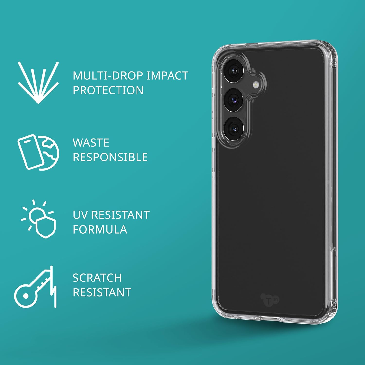 Tech21 Evo Clear Case Samsung S24 Scratch-Resistant Shockproof Mobile Phone Case Cover -Clear image number 5